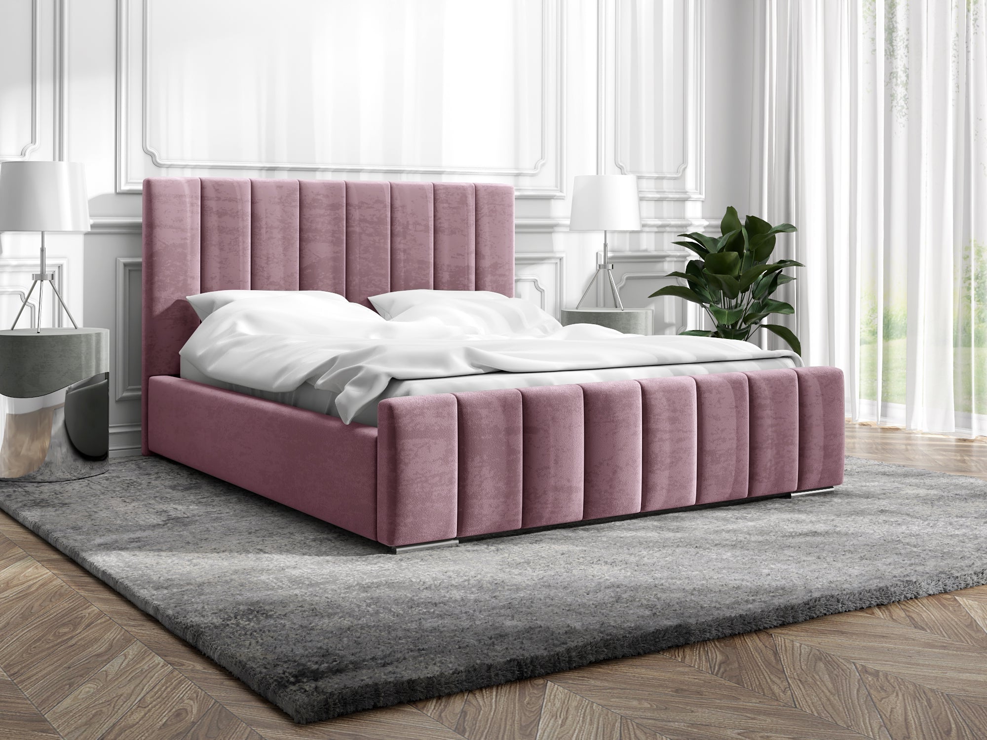 Łóżko tapicerowane Bianca 160x200 cm – z pojemnikiem, tkanina plamoodporna