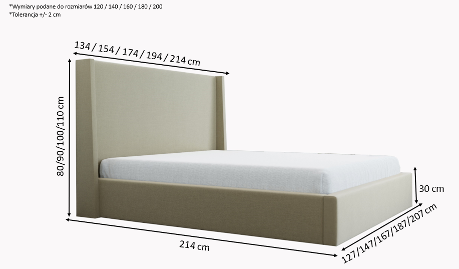 Łóżko tapicerowane Dormeo Slim 160x200 cm – z pojemnikiem na pościel