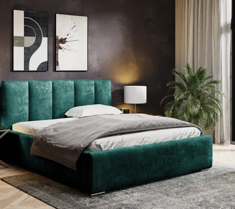Łóżko tapicerowane z pojemnikiem Eden grafitowe 160x200 cm – plamoodporna tkanina