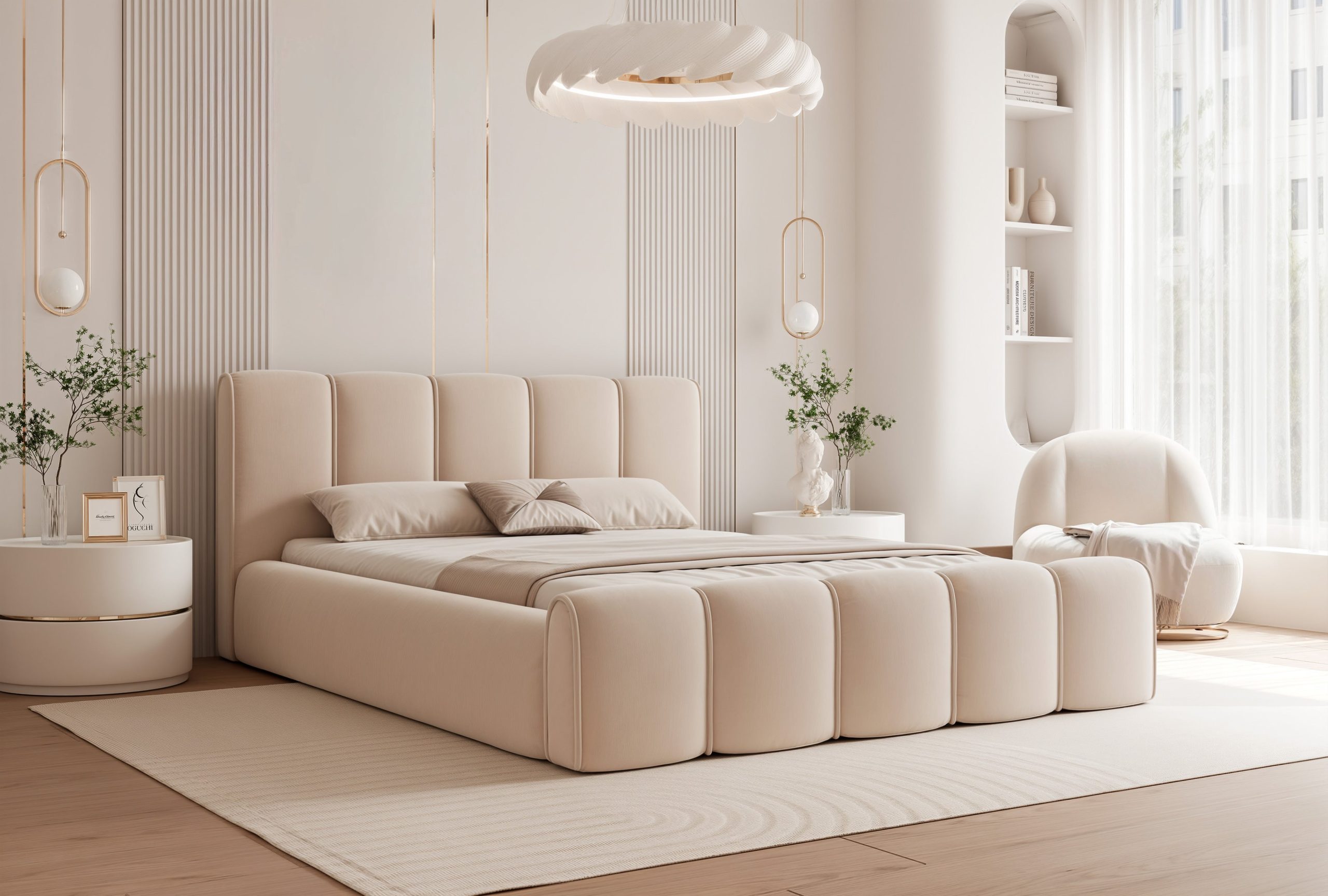 Łóżko tapicerowane Elissia 140x200 cm – z pojemnikiem i tkaniną plamoodporną
