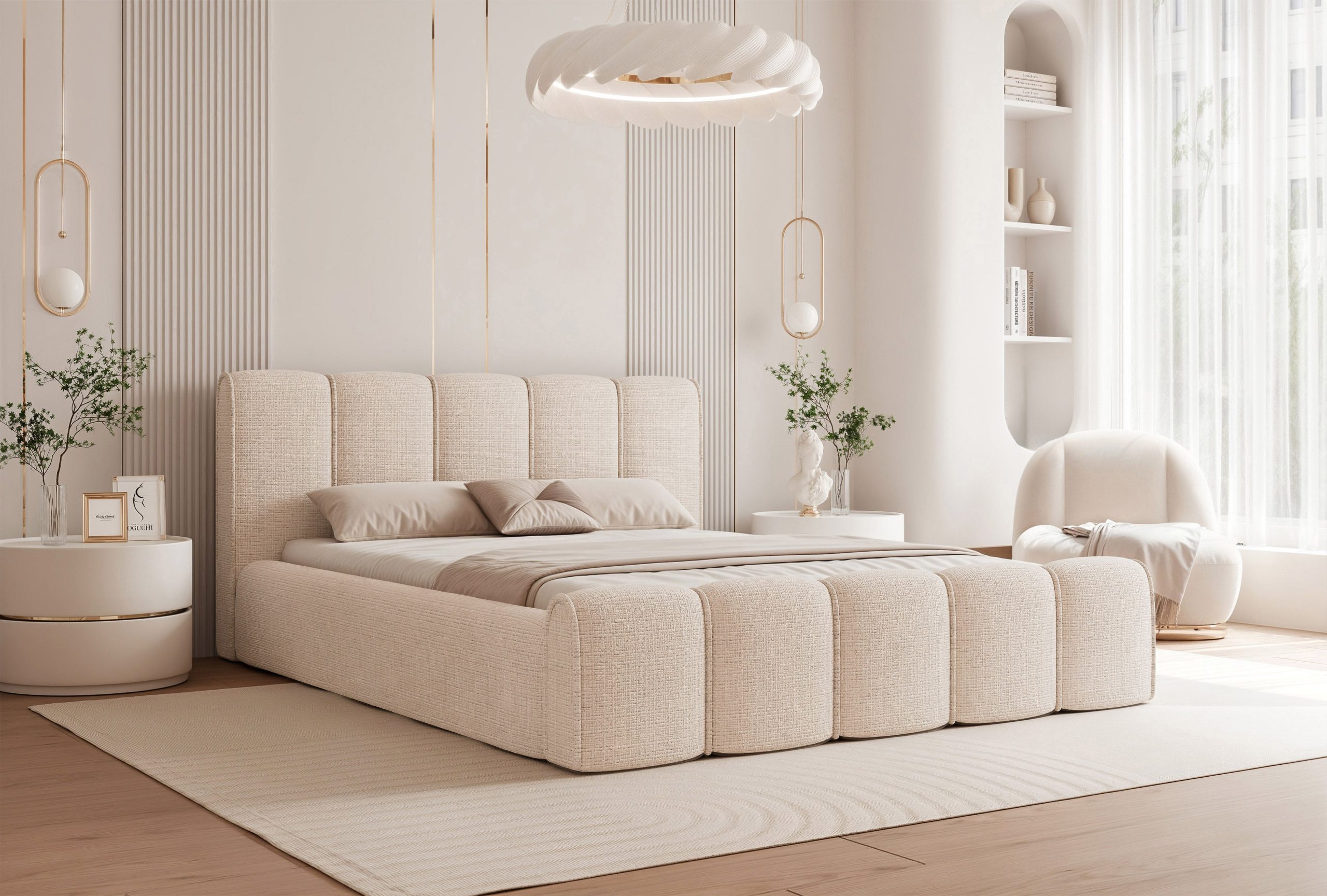 Łóżko tapicerowane Elissia 140x200 cm – z pojemnikiem i tkaniną plamoodporną
