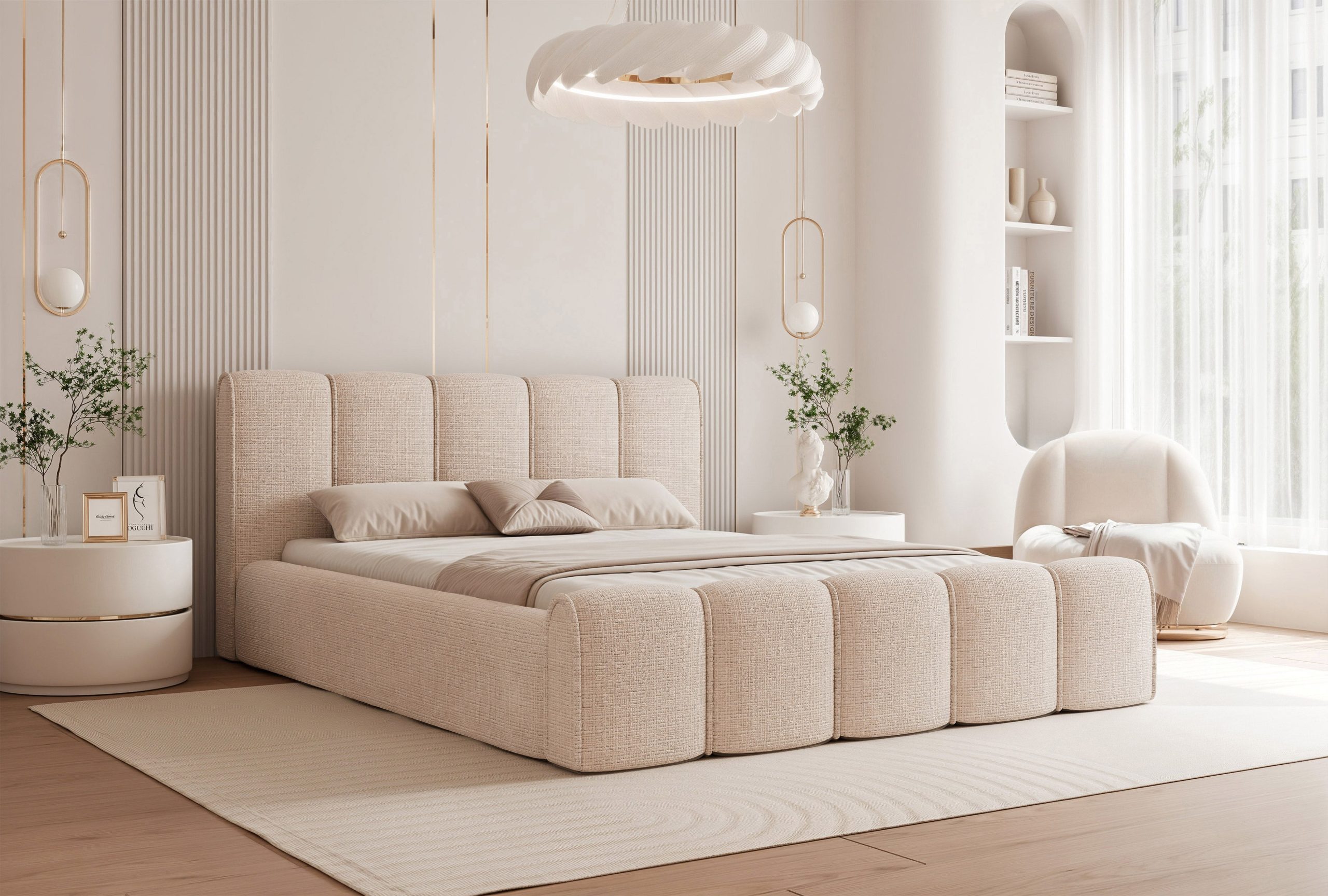 Łóżko tapicerowane Elissia 140x200 cm – z pojemnikiem i tkaniną plamoodporną