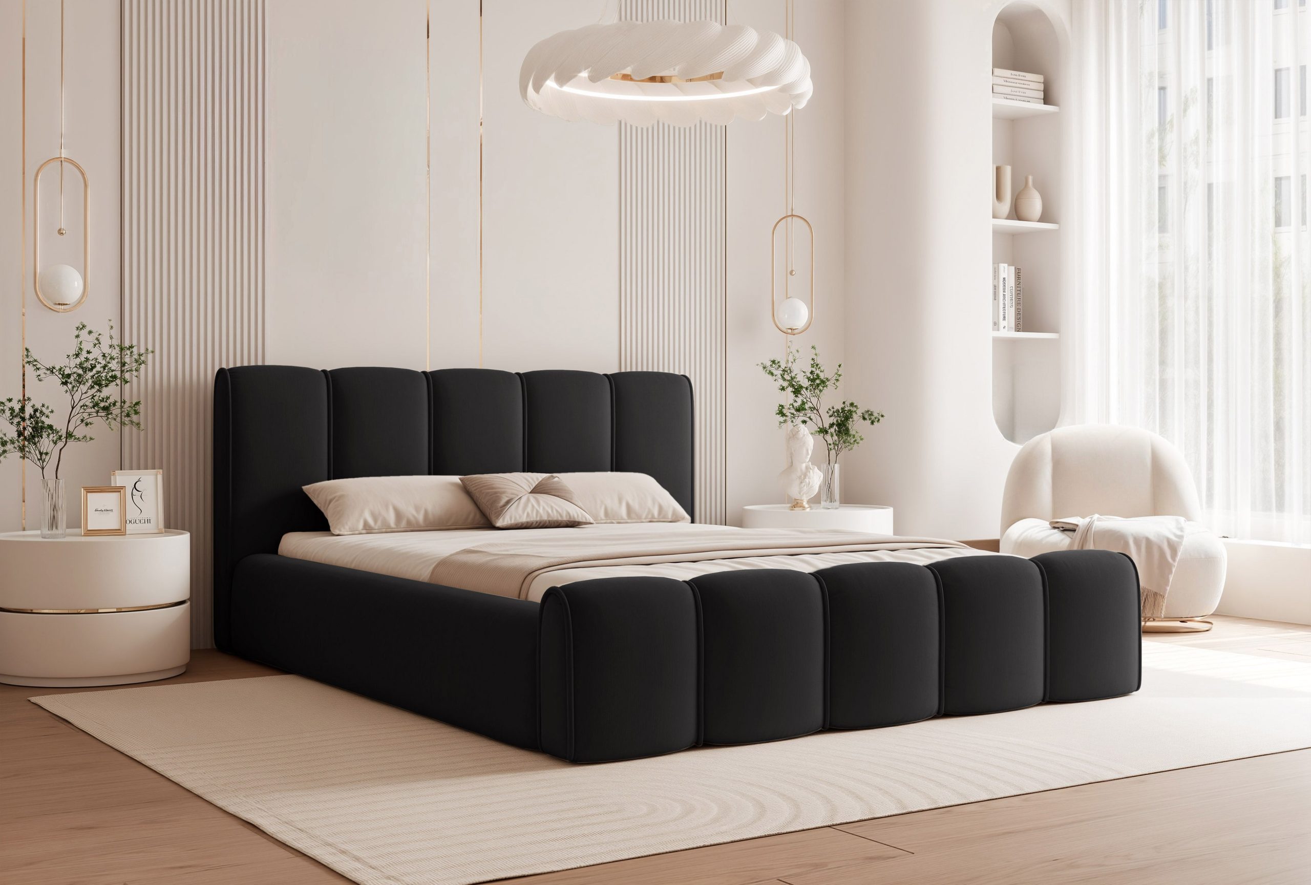 Łóżko tapicerowane Elissia 140x200 cm – z pojemnikiem i tkaniną plamoodporną
