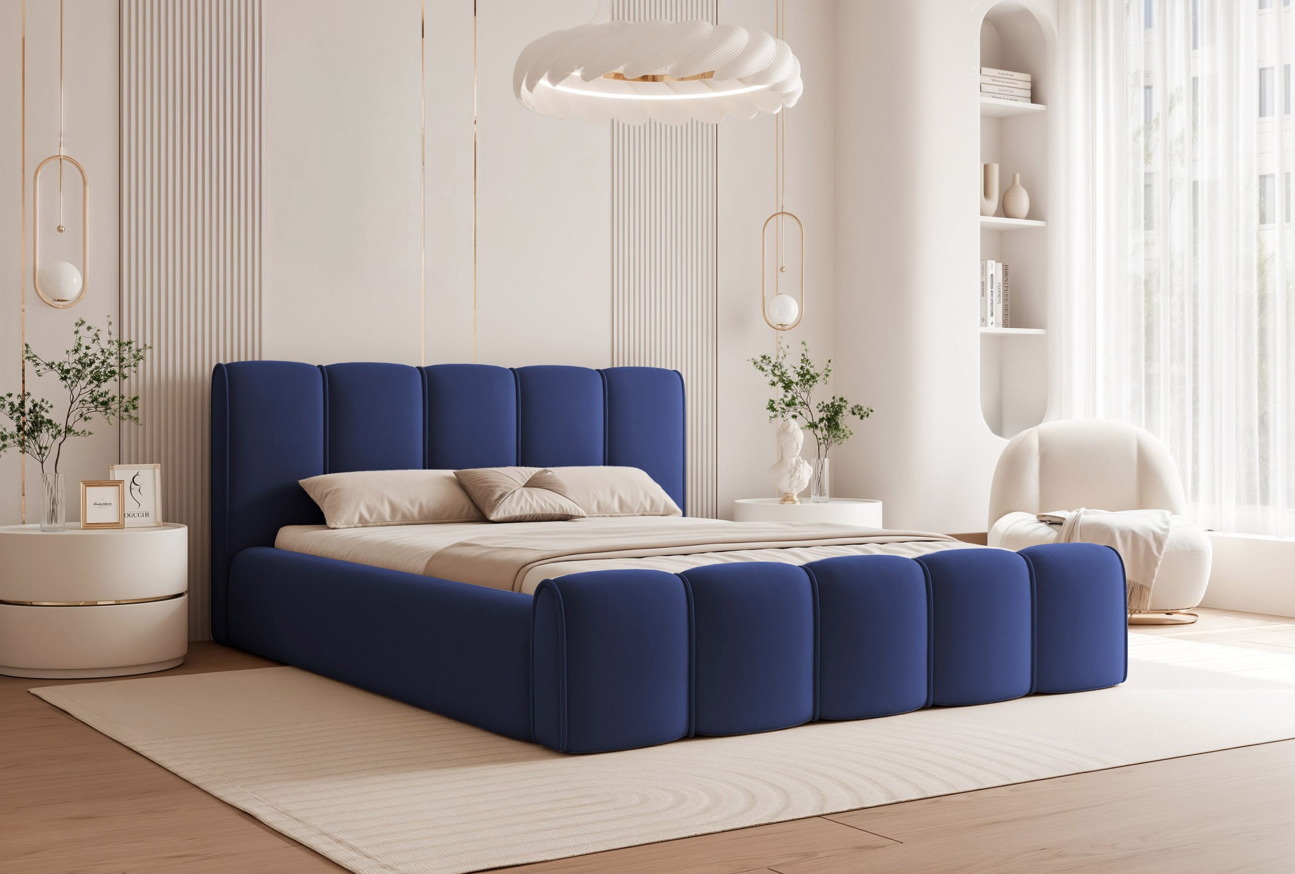 Łóżko tapicerowane Elissia 140x200 cm – z pojemnikiem i tkaniną plamoodporną