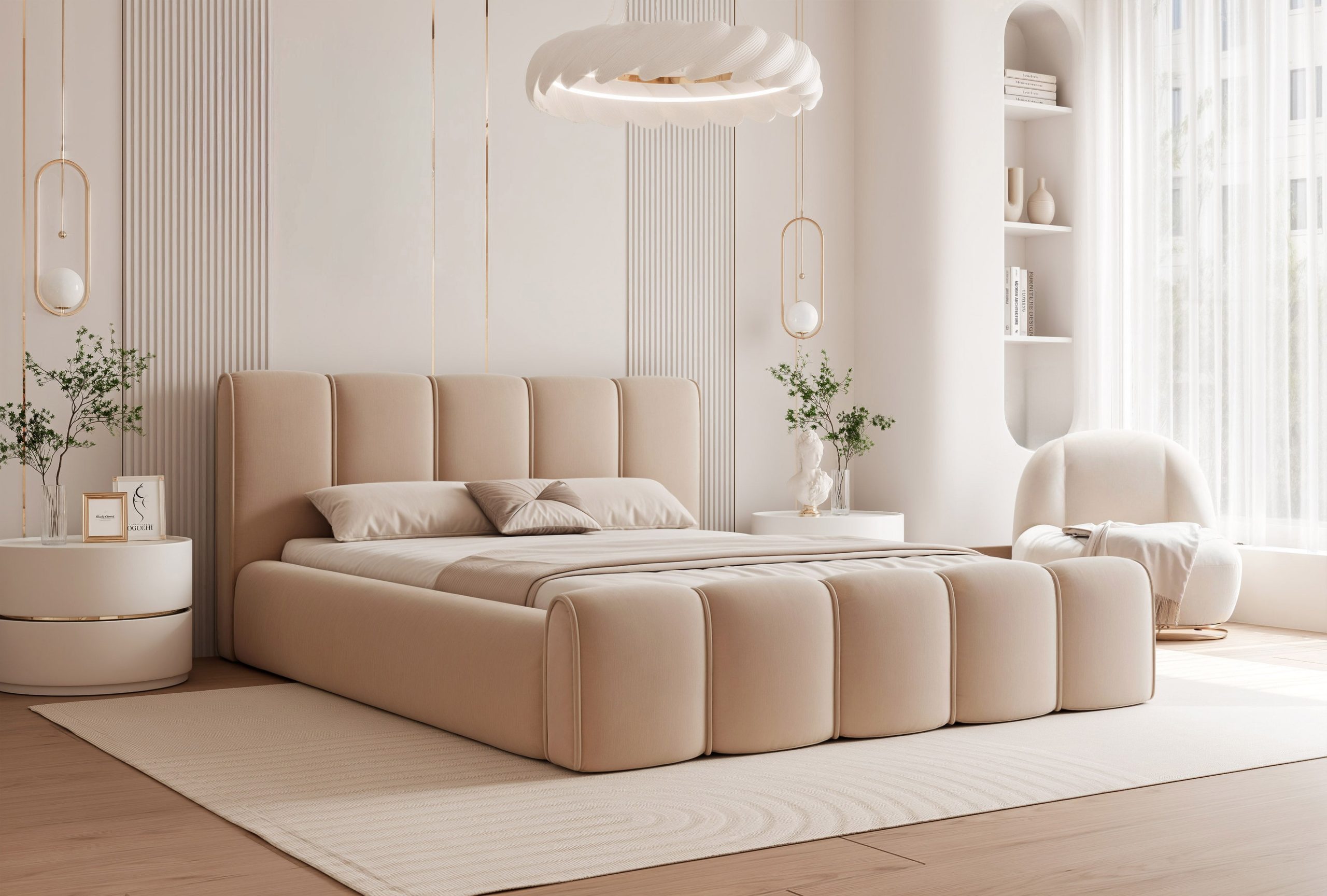 Łóżko tapicerowane Elissia 140x200 cm – z pojemnikiem i tkaniną plamoodporną