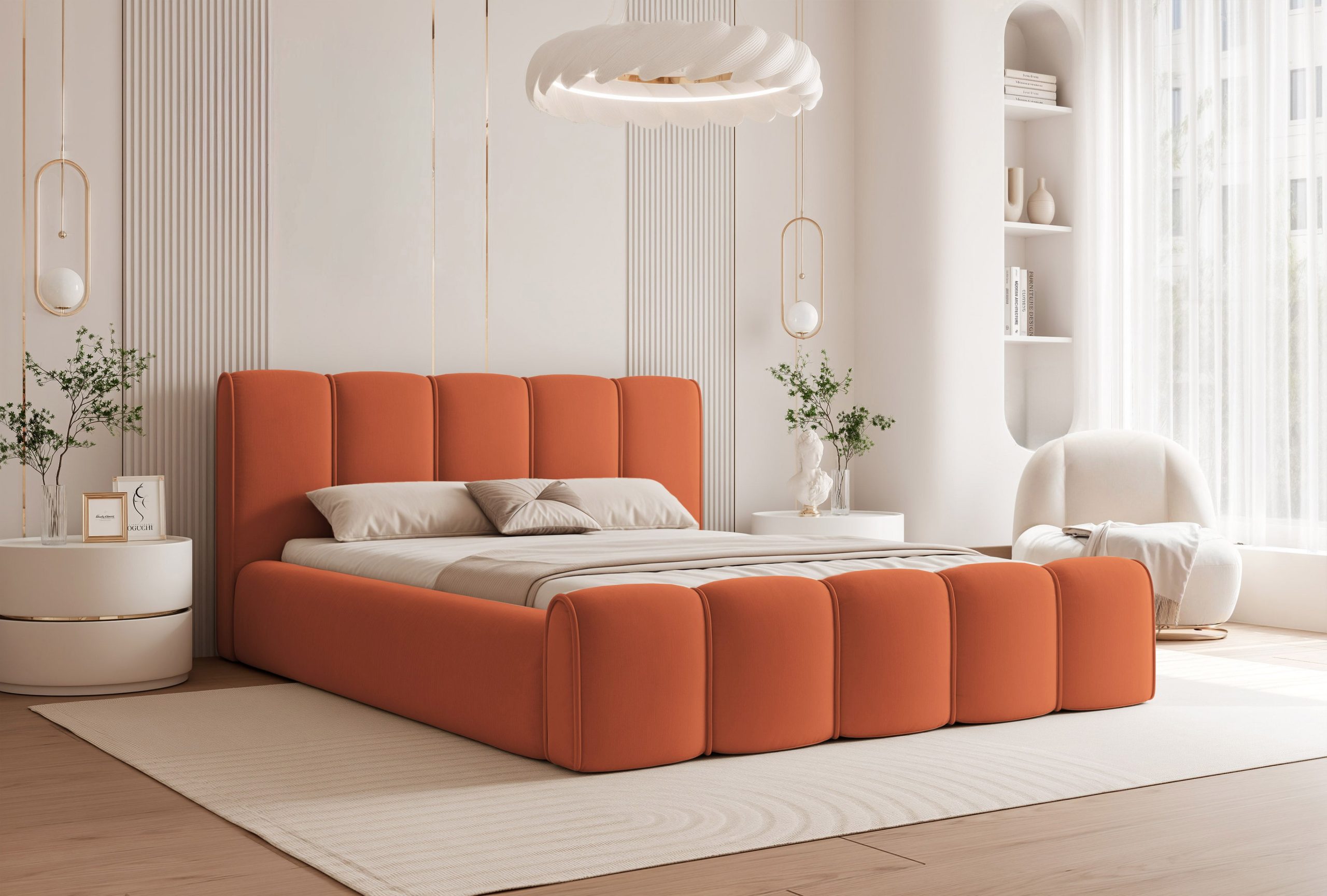 Łóżko tapicerowane Elissia 140x200 cm – z pojemnikiem i tkaniną plamoodporną
