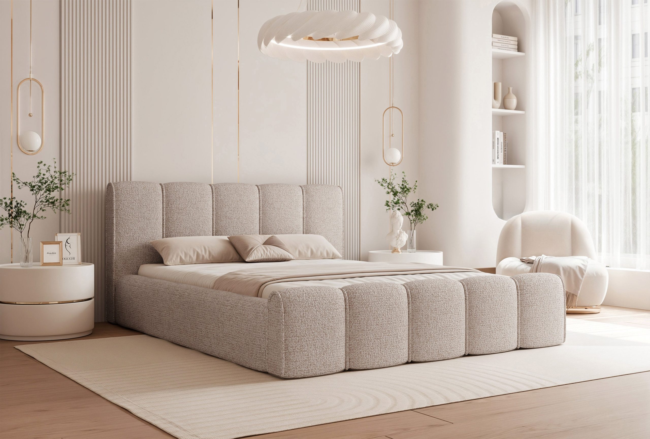 Łóżko tapicerowane Elissia 140x200 cm – z pojemnikiem i tkaniną plamoodporną