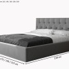 Eleganckie łóżko tapicerowane HONY szare 160x200 cm z pojemnikiem – tkanina hydrofobowa