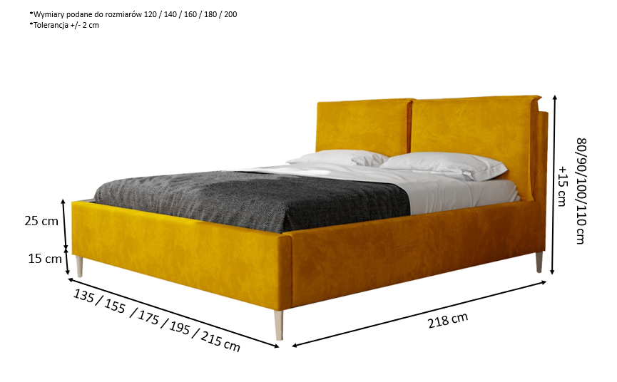 Eleganckie łóżko tapicerowane z pojemnikiem INDIA 160x200 cm – łatwe w czyszczeniu