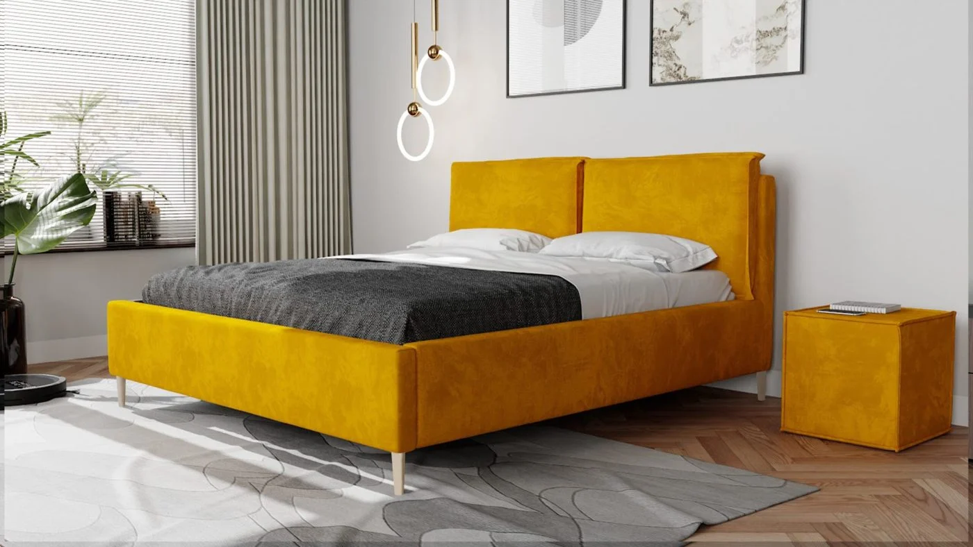 Łóżko tapicerowane INDIA SLIM z pojemnikiem 160x200 cm – łatwe w czyszczeniu
