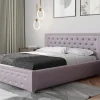 Łóżko tapicerowane Lifo z pojemnikiem szare 160x200 cm – łatwe w czyszczeniu
