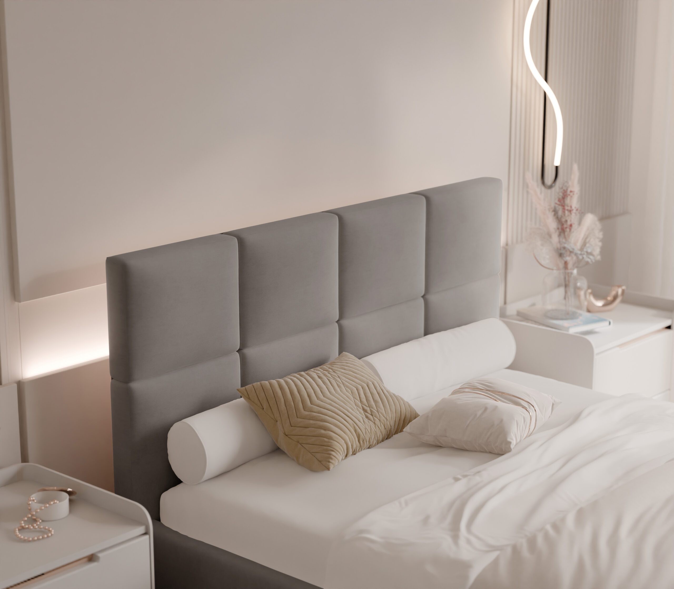 Łóżko tapicerowane LORADO SLIM z pojemnikiem 160x200 cm – tkanina hydrofobowa