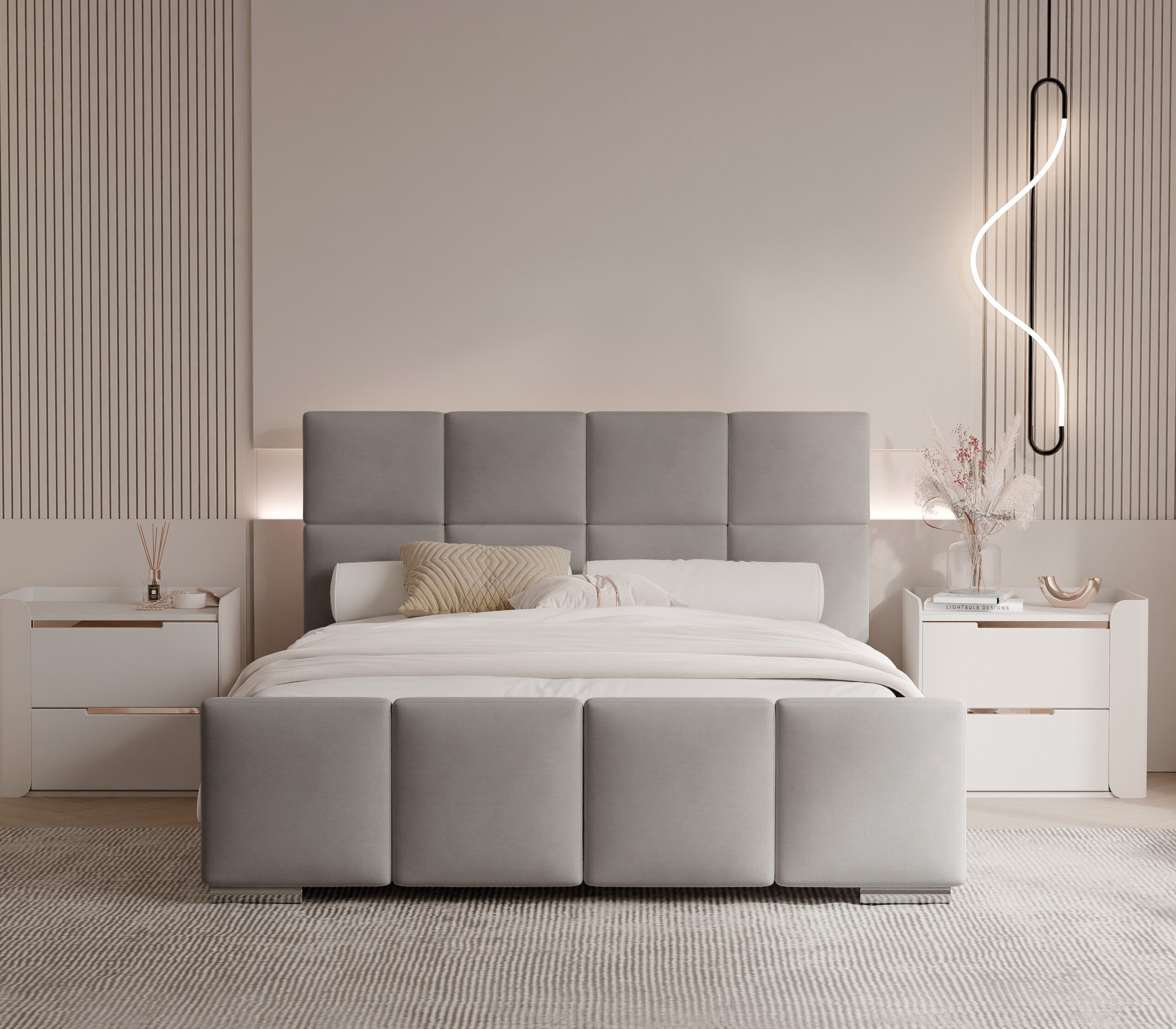 Łóżko tapicerowane LORADO SLIM z pojemnikiem 160x200 cm – tkanina hydrofobowa