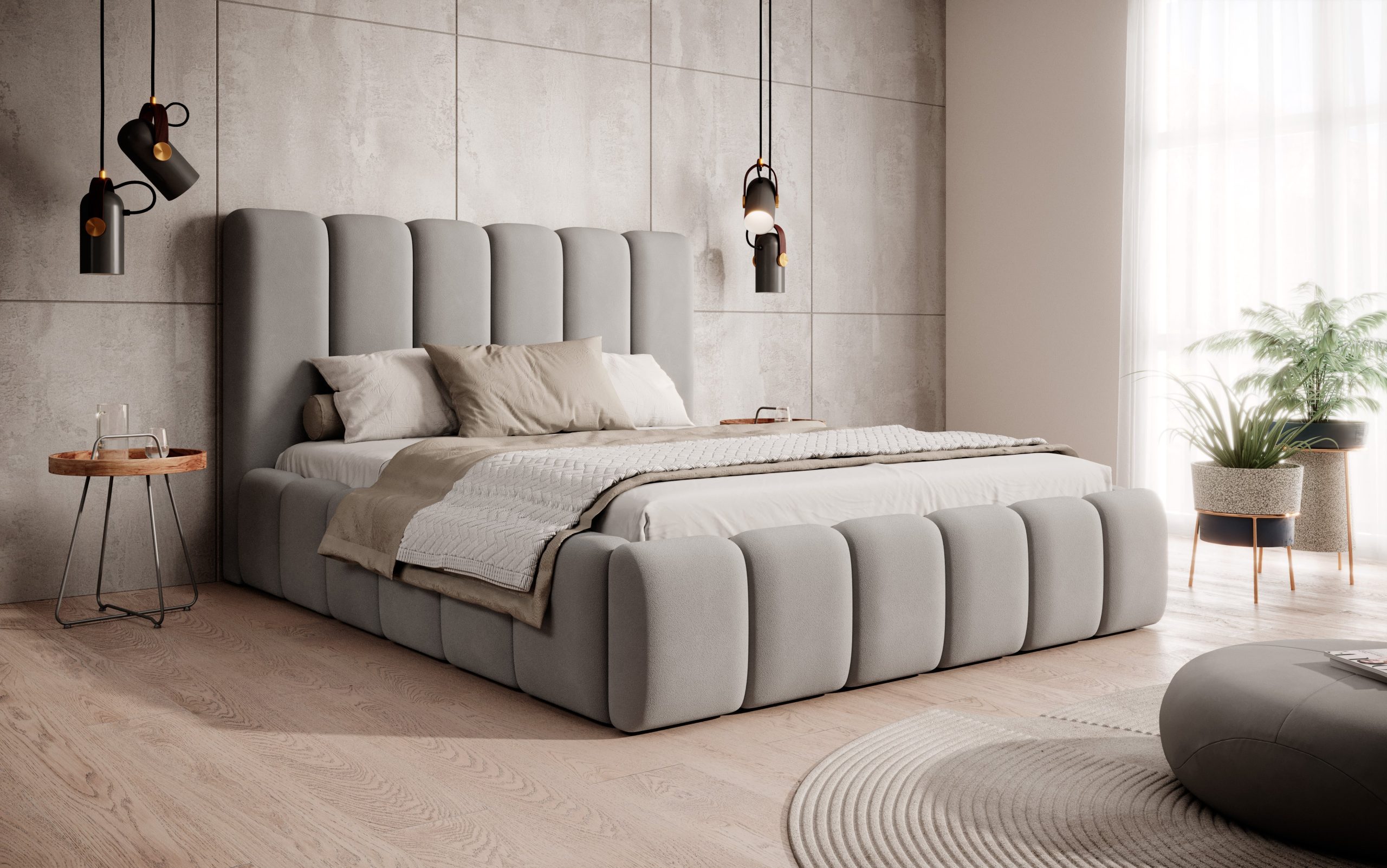 Łóżko tapicerowane z pojemnikiem Noble 160x200 cm – łatwe w czyszczeniu