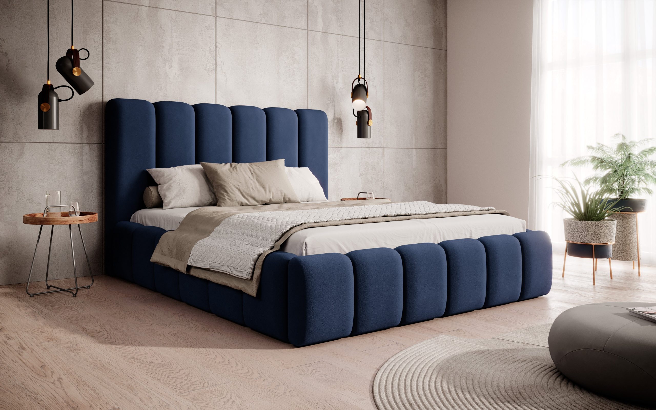Łóżko tapicerowane z pojemnikiem Noble 160x200 cm – łatwe w czyszczeniu