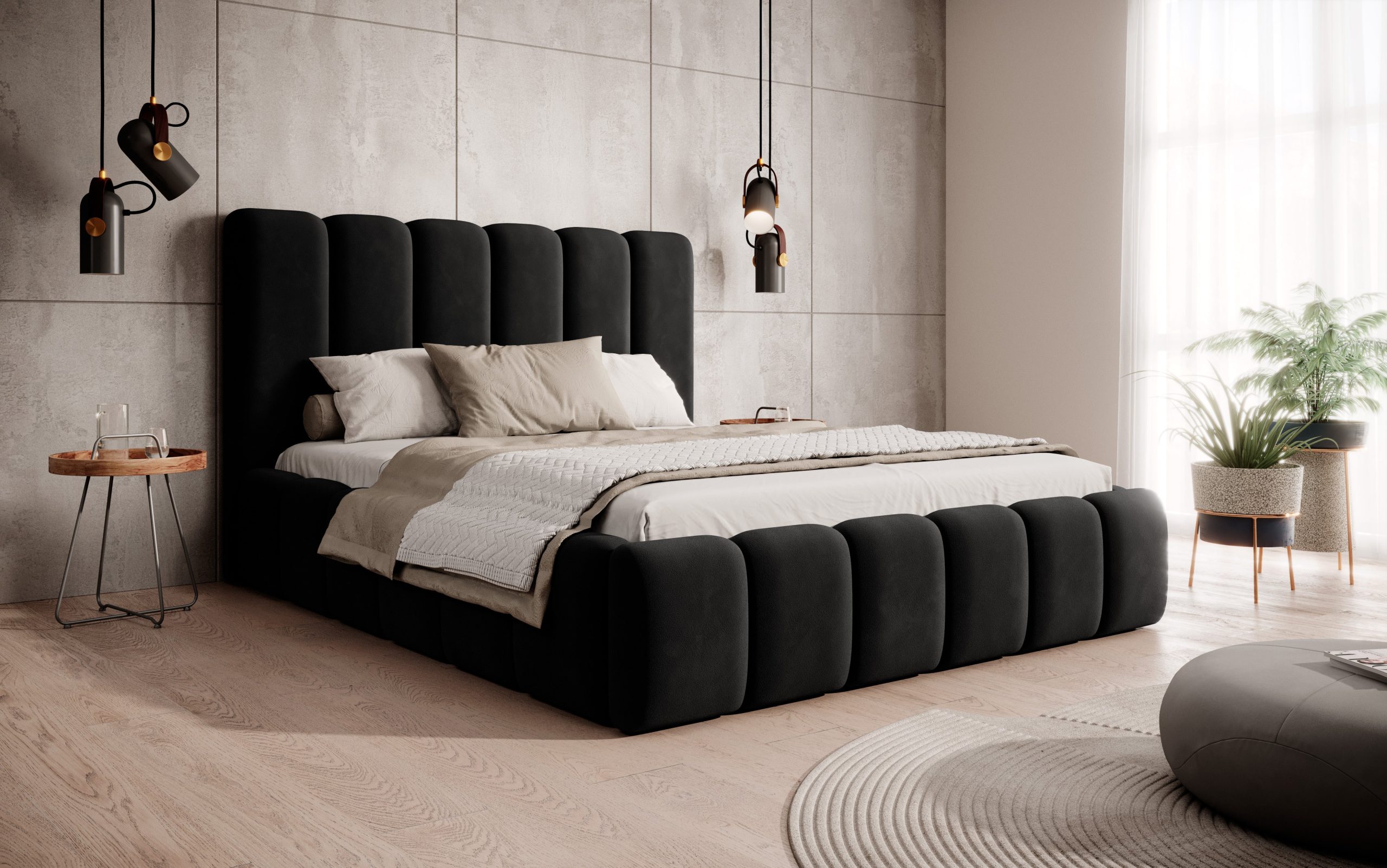 Łóżko tapicerowane z pojemnikiem Noble 160x200 cm – łatwe w czyszczeniu