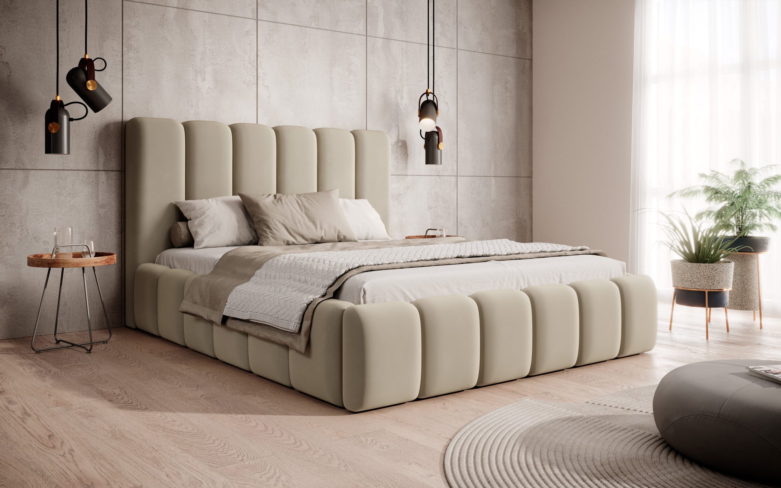 Łóżko tapicerowane z pojemnikiem Noble 160x200 cm – łatwe w czyszczeniu