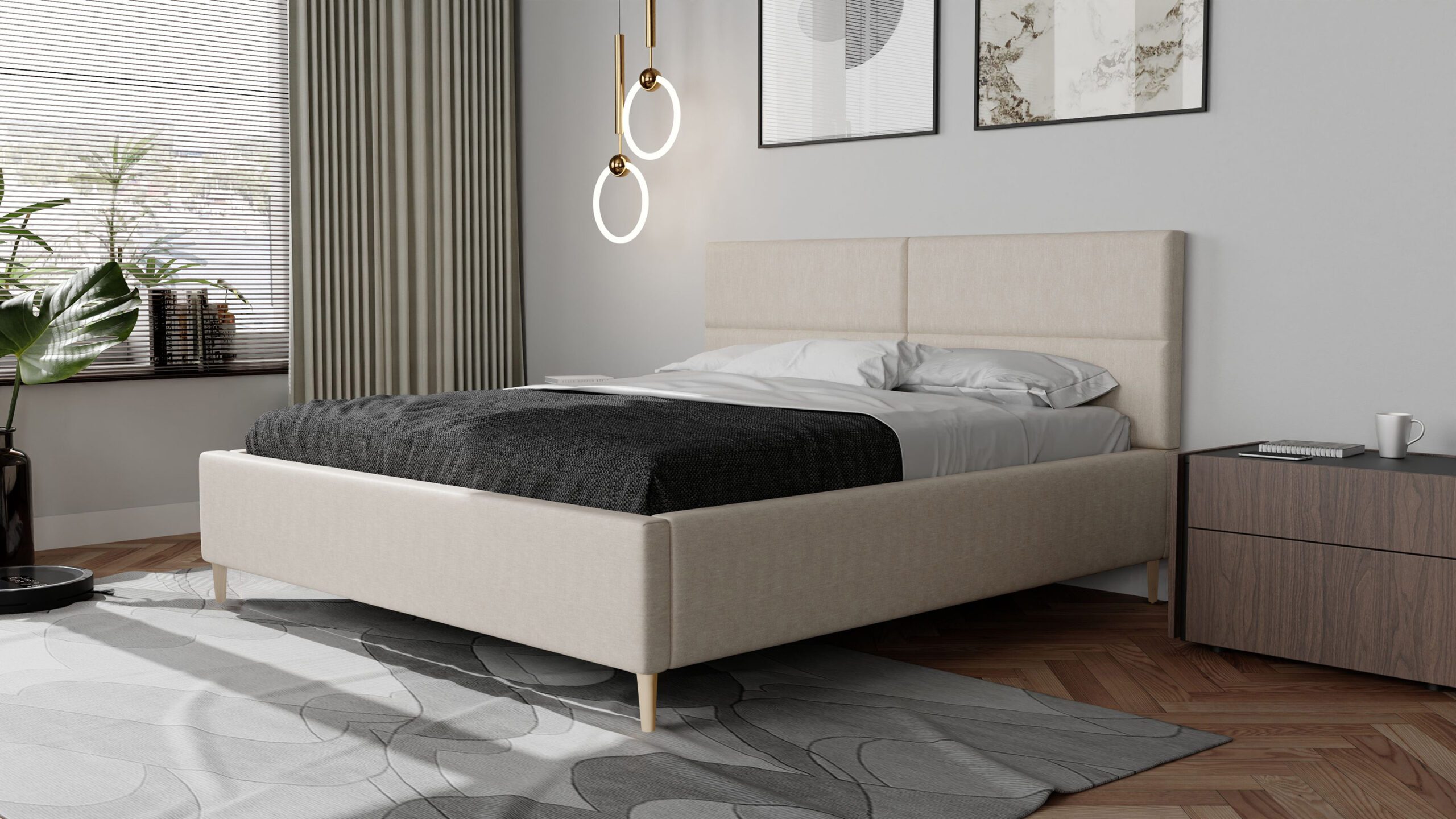 Łóżko tapicerowane SELLY SLIM 160x200 cm – z pojemnikiem, hydrofobowe