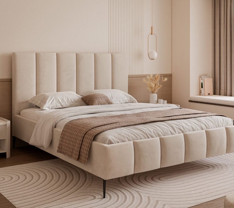 Łóżko tapicerowane Slim Armonie II 160x200 cm – z pojemnikiem i wysokimi nóżkami
