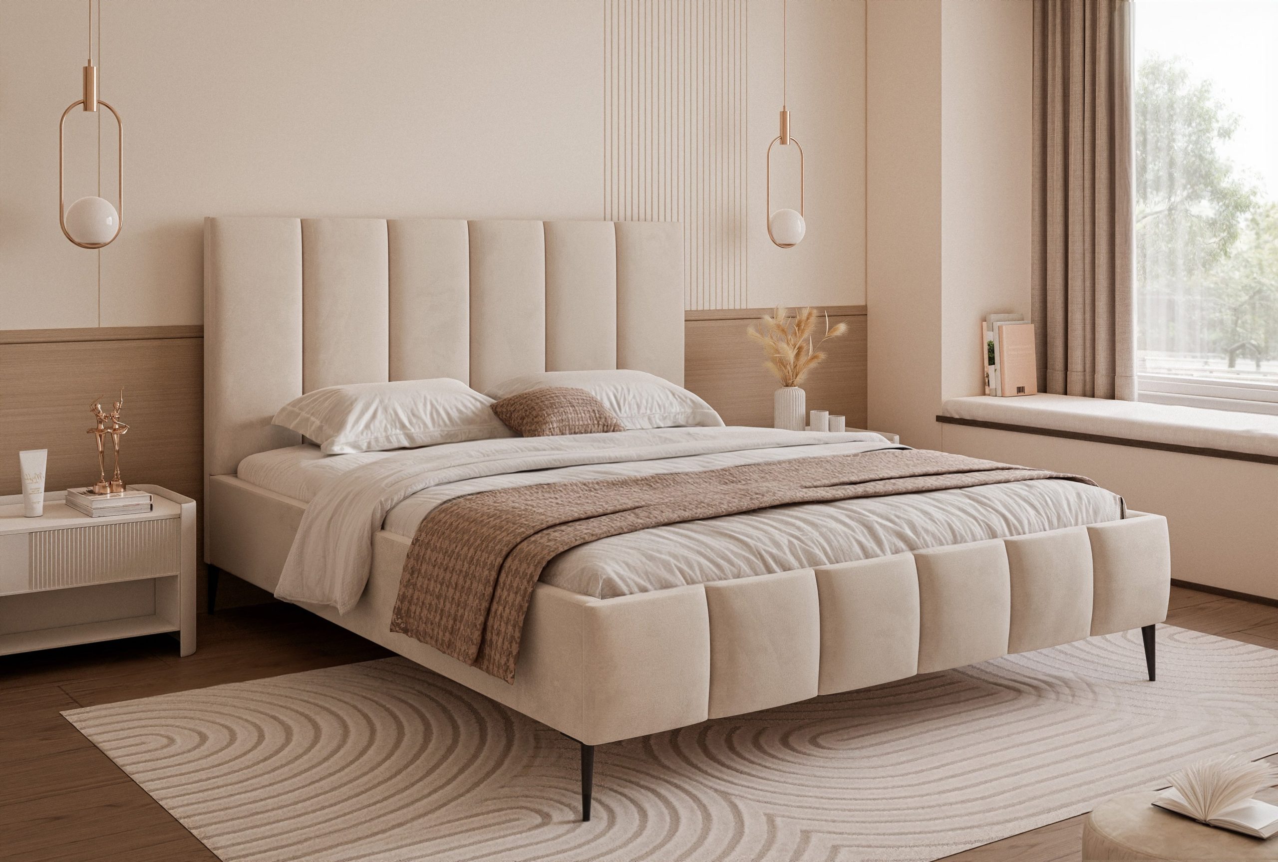 Łóżko tapicerowane Slim Armonie II 160x200 cm – z pojemnikiem i wysokimi nóżkami
