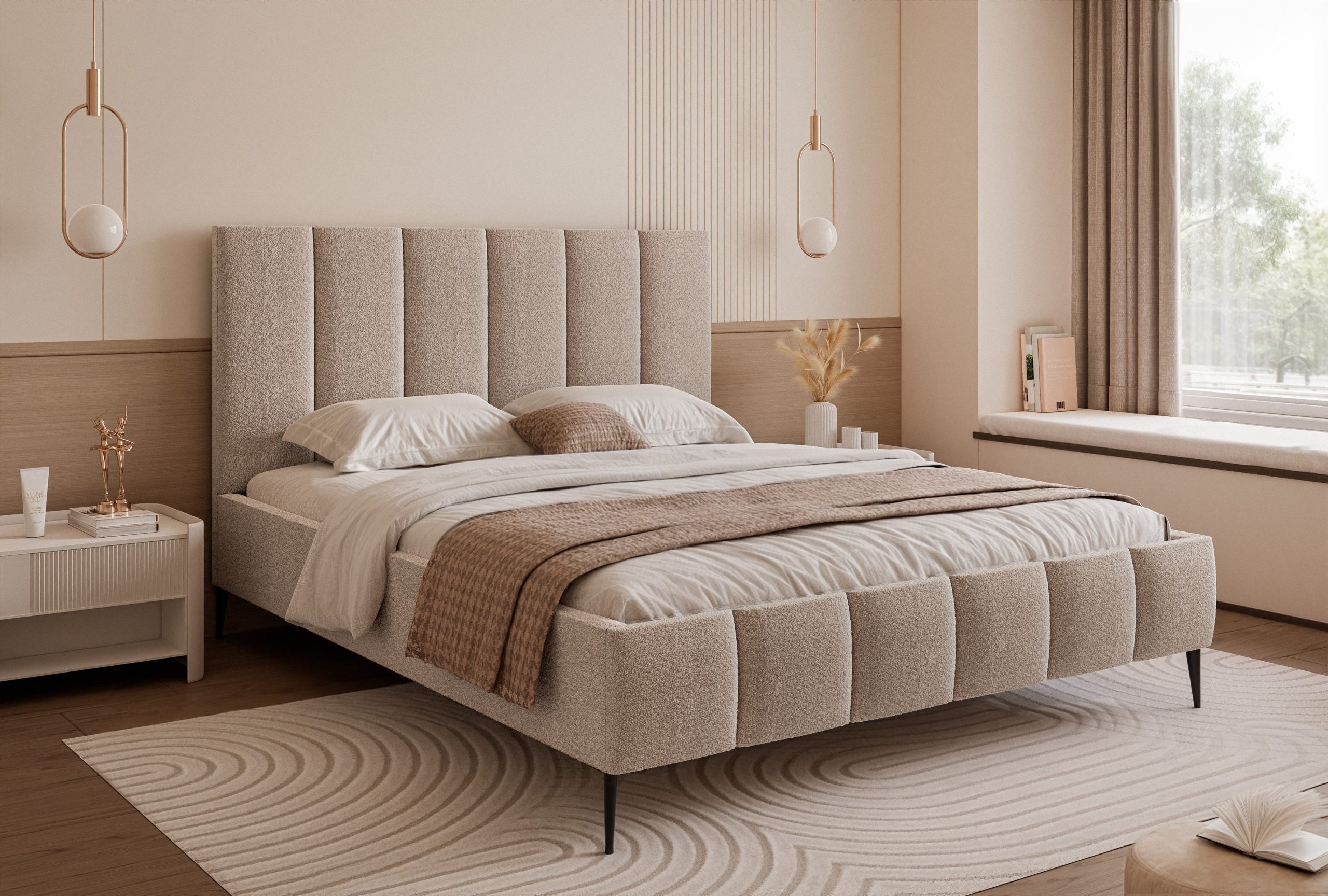 Łóżko tapicerowane Slim Armonie II 160x200 cm – z pojemnikiem i wysokimi nóżkami