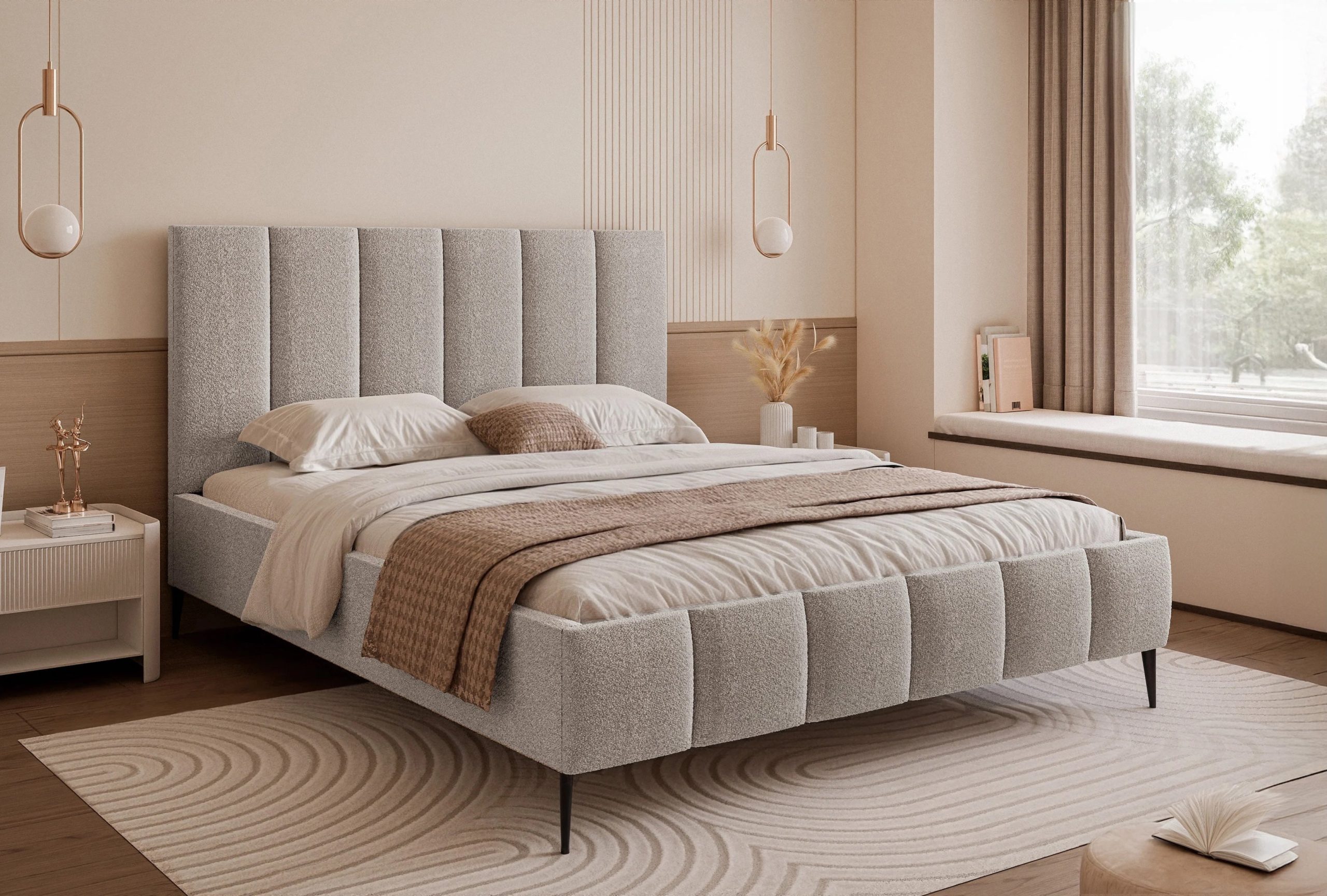 Łóżko tapicerowane Slim Armonie II 160x200 cm – z pojemnikiem i wysokimi nóżkami