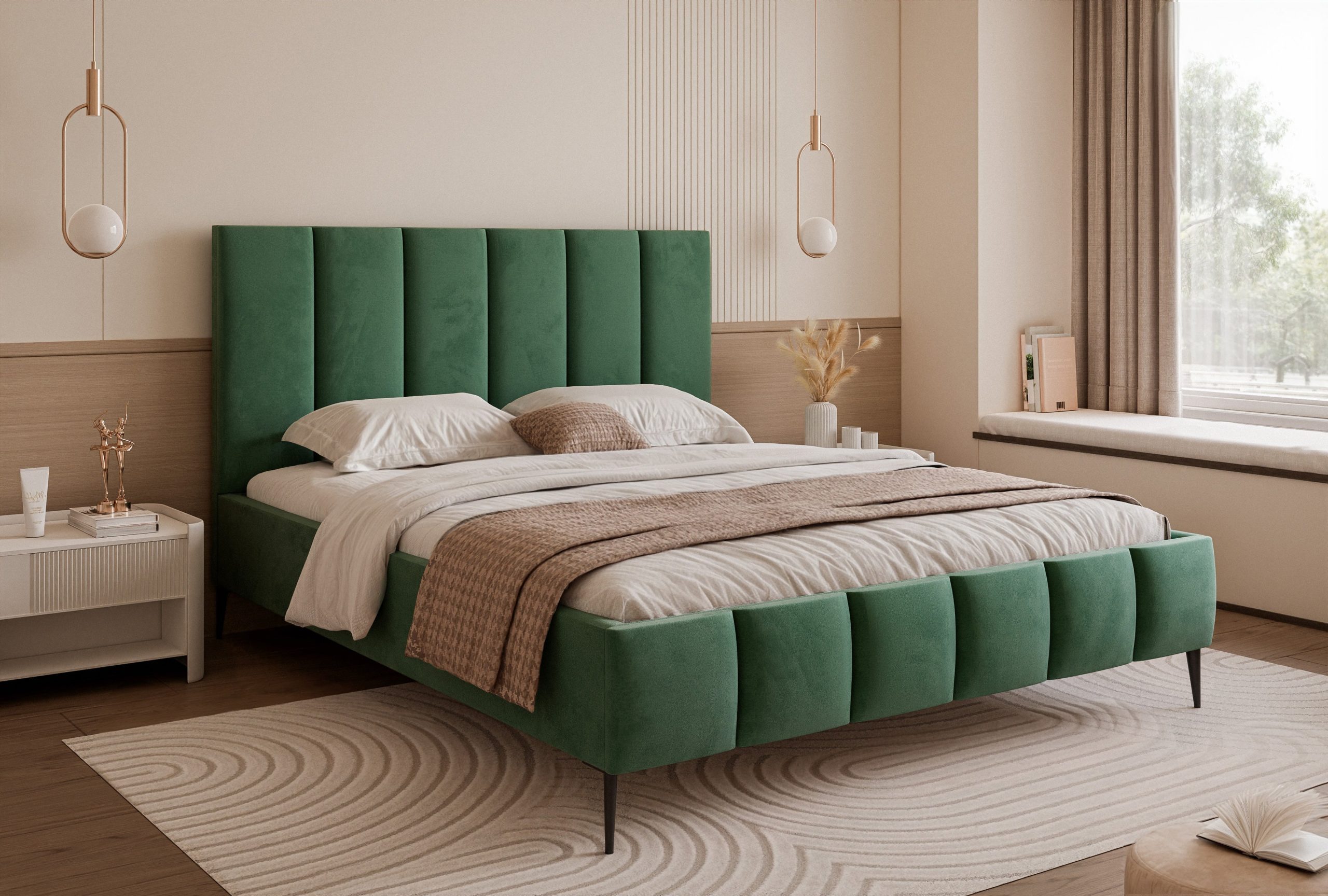 Łóżko tapicerowane Slim Armonie II 160x200 cm – z pojemnikiem i wysokimi nóżkami
