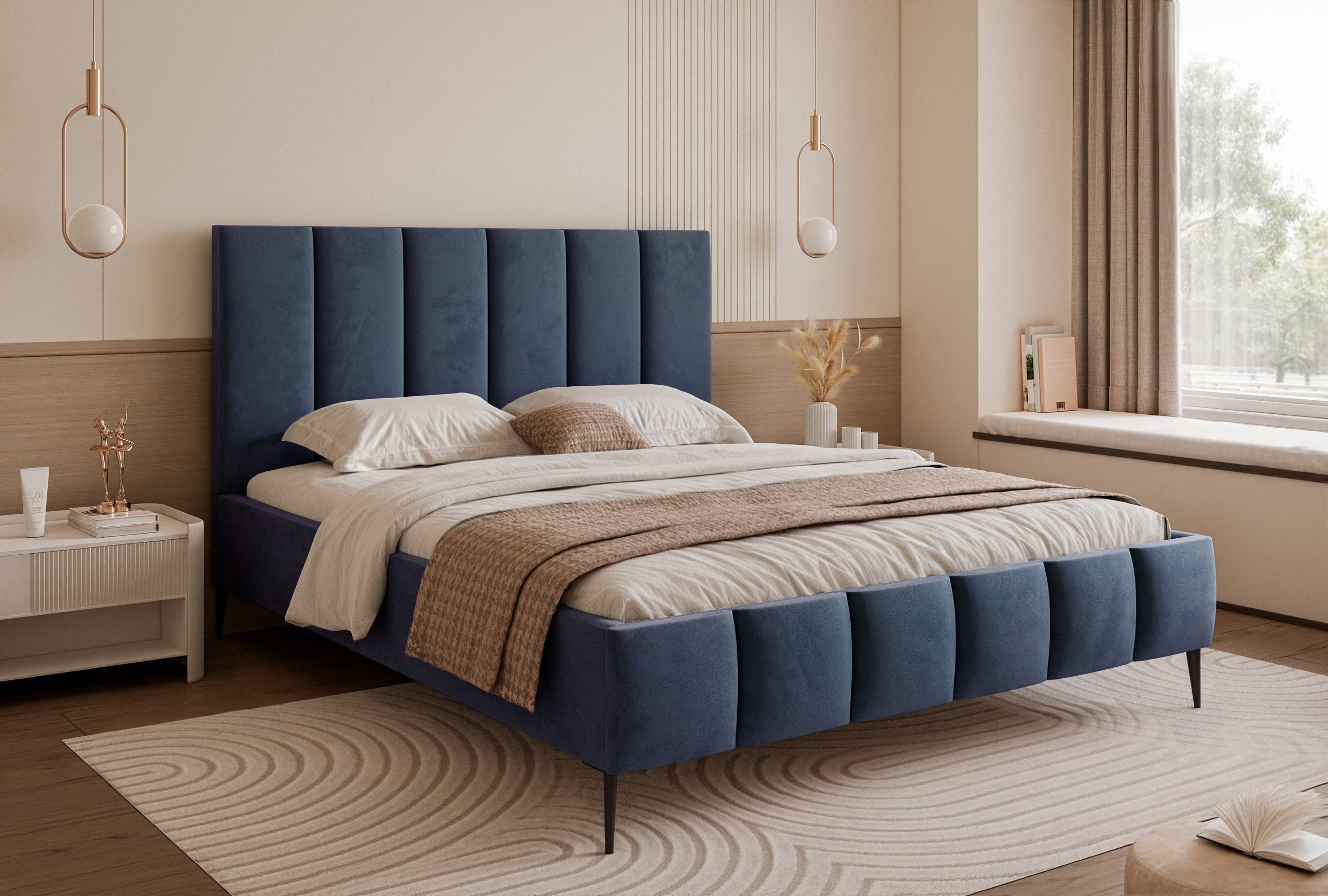 Łóżko tapicerowane Slim Armonie II 160x200 cm – z pojemnikiem i wysokimi nóżkami