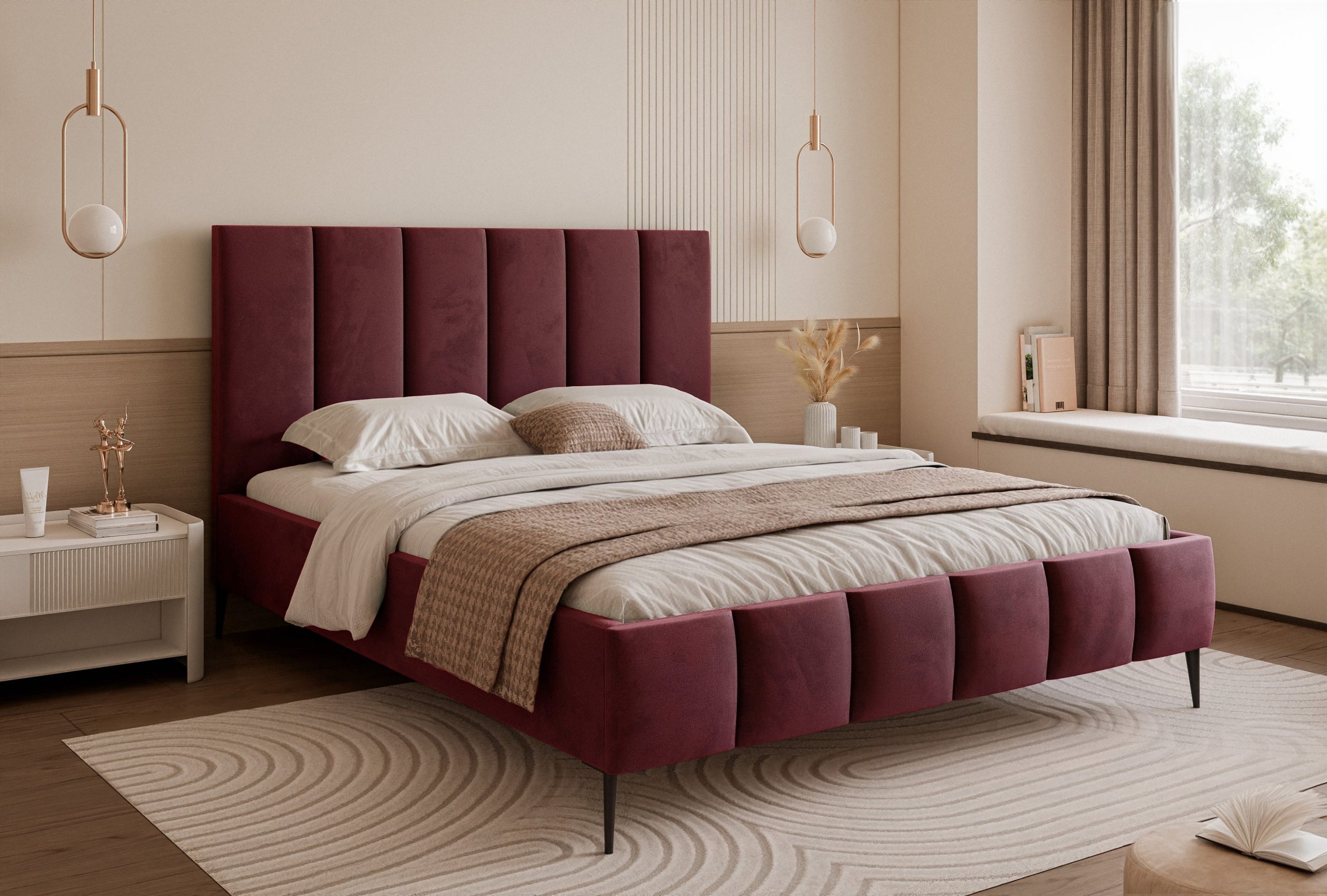 Łóżko tapicerowane Slim Armonie II 160x200 cm – z pojemnikiem i wysokimi nóżkami