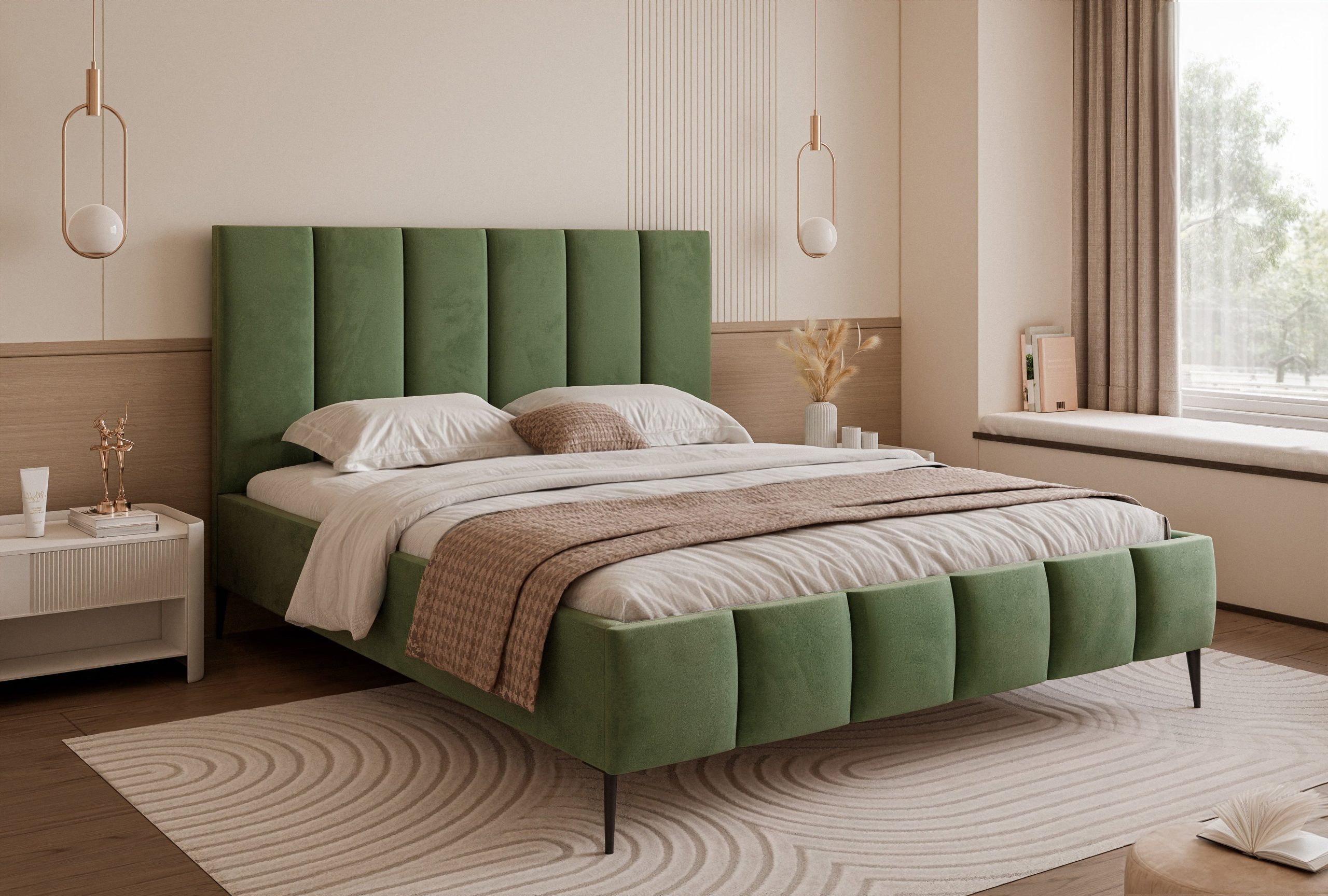 Łóżko tapicerowane Slim Armonie II 160x200 cm – z pojemnikiem i wysokimi nóżkami