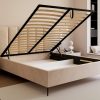 Łóżko tapicerowane Slim Calmora 2 szare 160x200 cm – na nóżkach z pojemnikiem