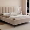 Łóżko tapicerowane Slim Calmora 2 szare 160x200 cm – na nóżkach z pojemnikiem