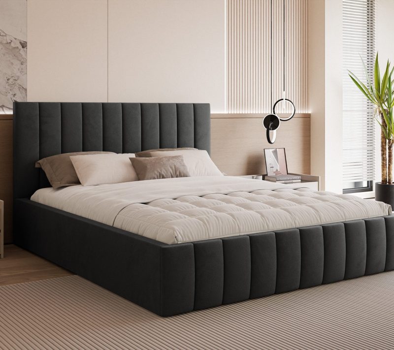 Łóżko tapicerowane Slim Chicoro 160x200 cm – z pojemnikiem na pościel
