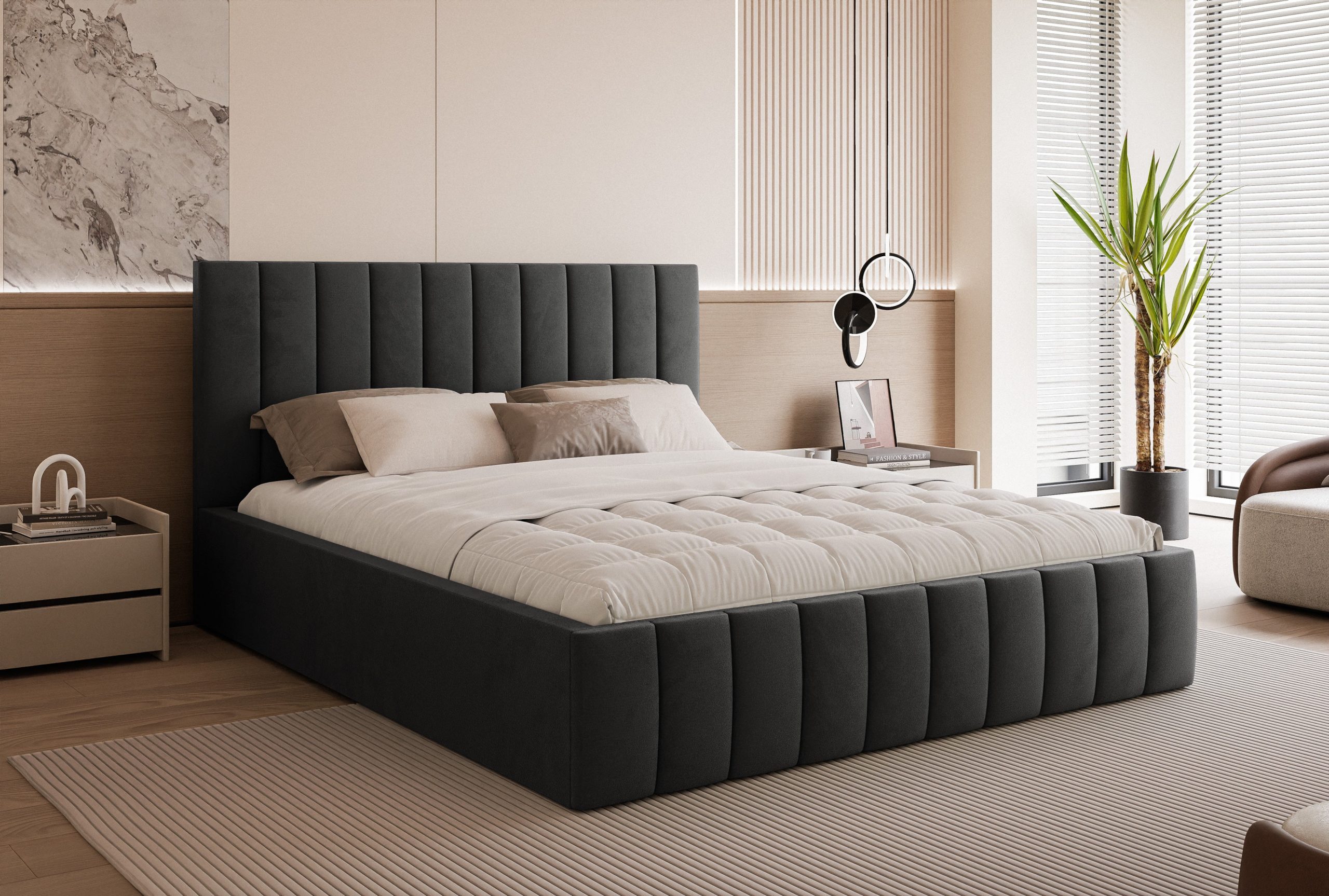 Łóżko tapicerowane Slim Chicoro 160x200 cm – z pojemnikiem na pościel