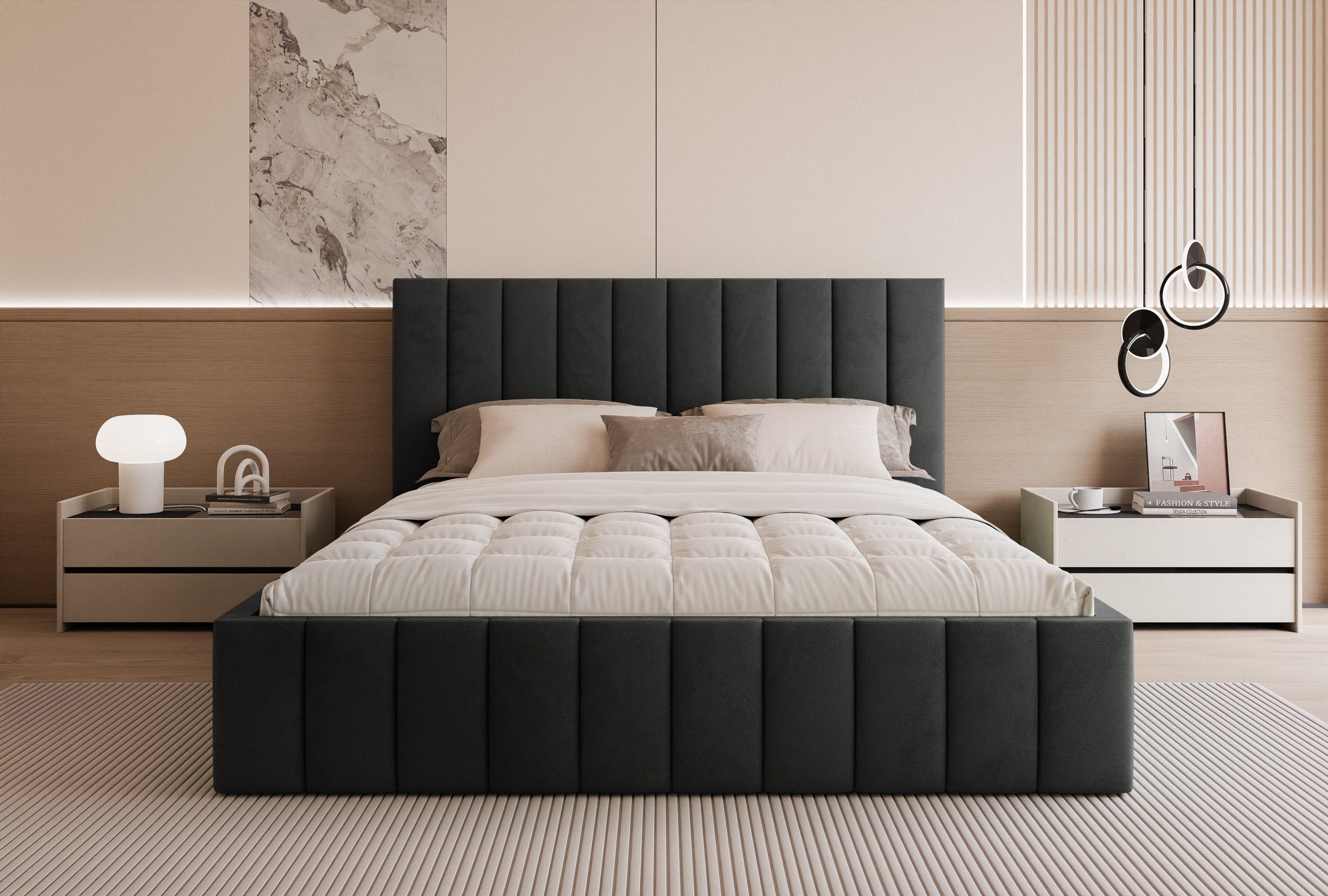 Łóżko tapicerowane Slim Chicoro 160x200 cm – z pojemnikiem na pościel