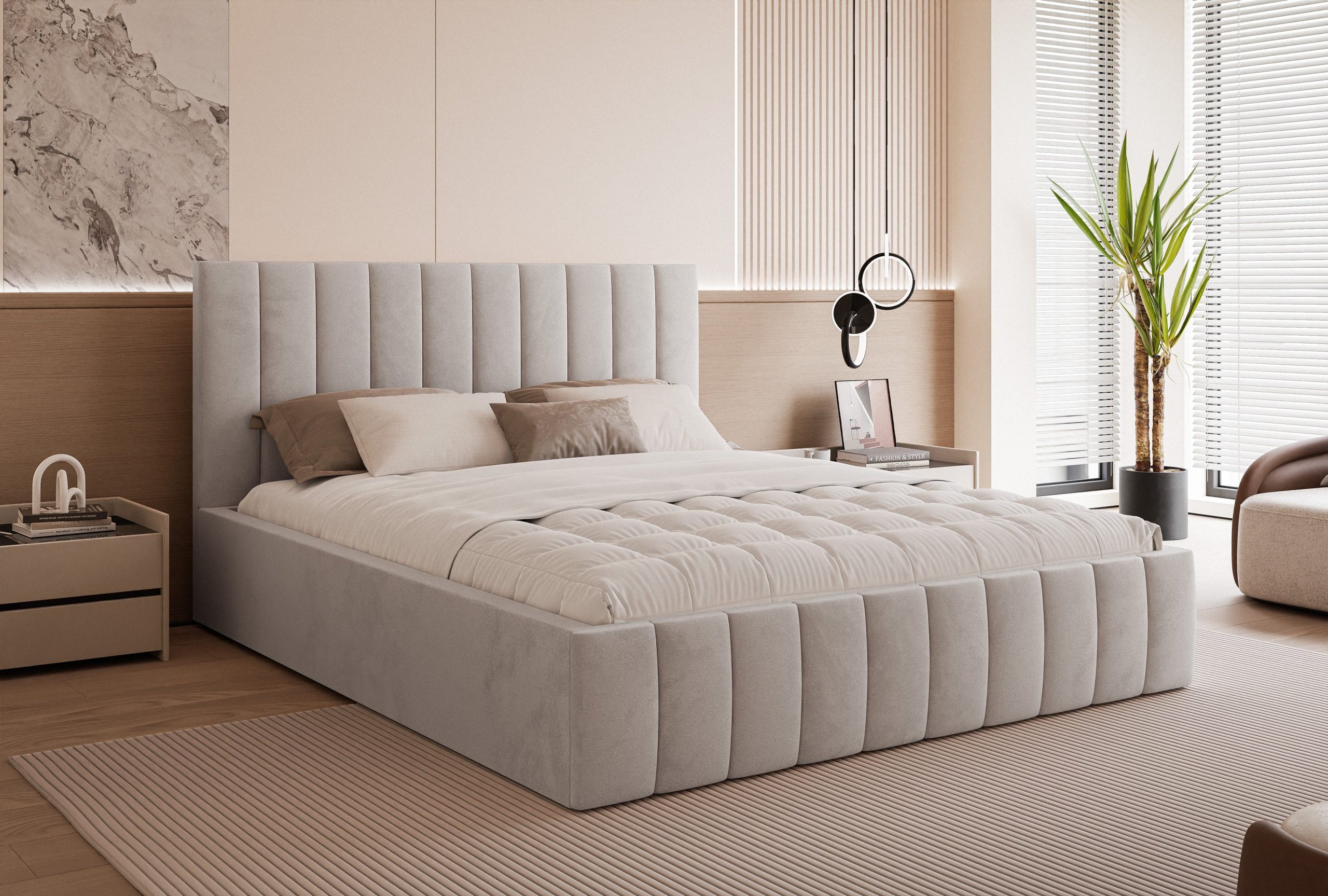 Łóżko tapicerowane Slim Chicoro 160x200 cm – z pojemnikiem na pościel