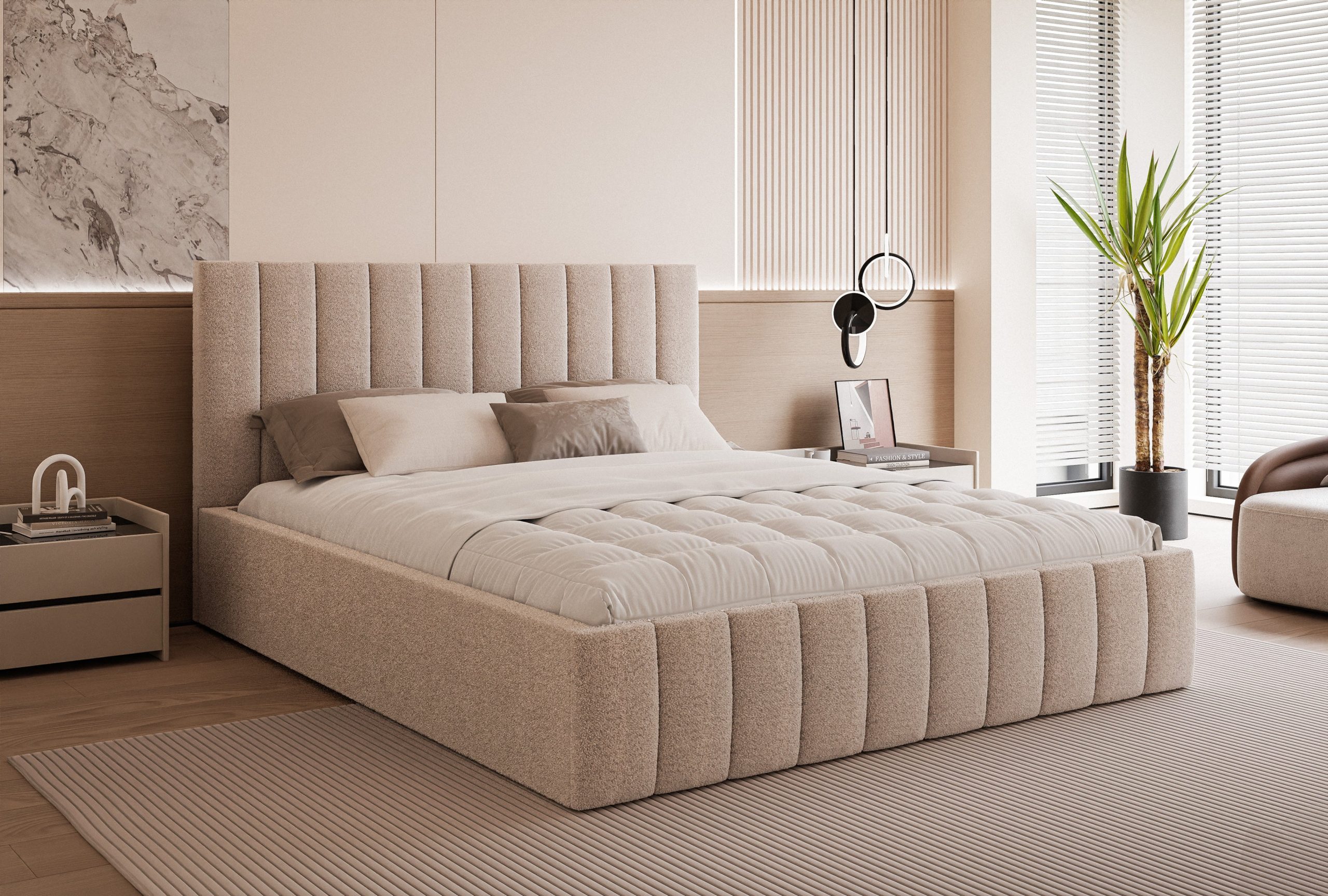 Łóżko tapicerowane Slim Chicoro 160x200 cm – z pojemnikiem na pościel