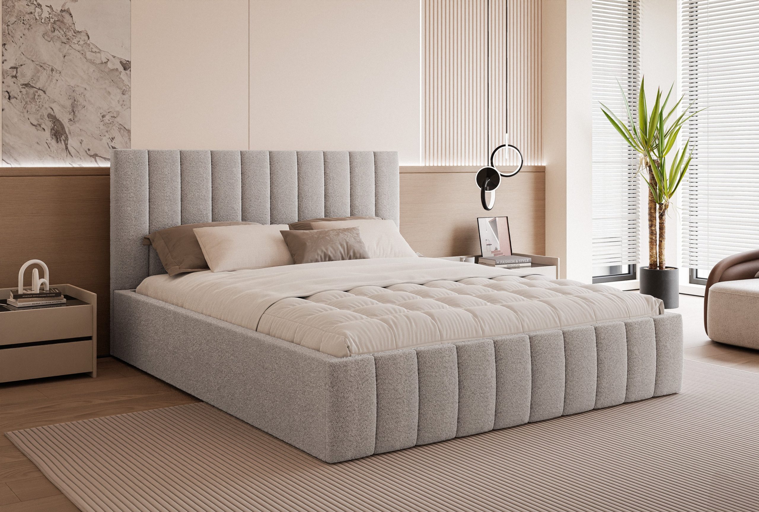 Łóżko tapicerowane Slim Chicoro 160x200 cm – z pojemnikiem na pościel