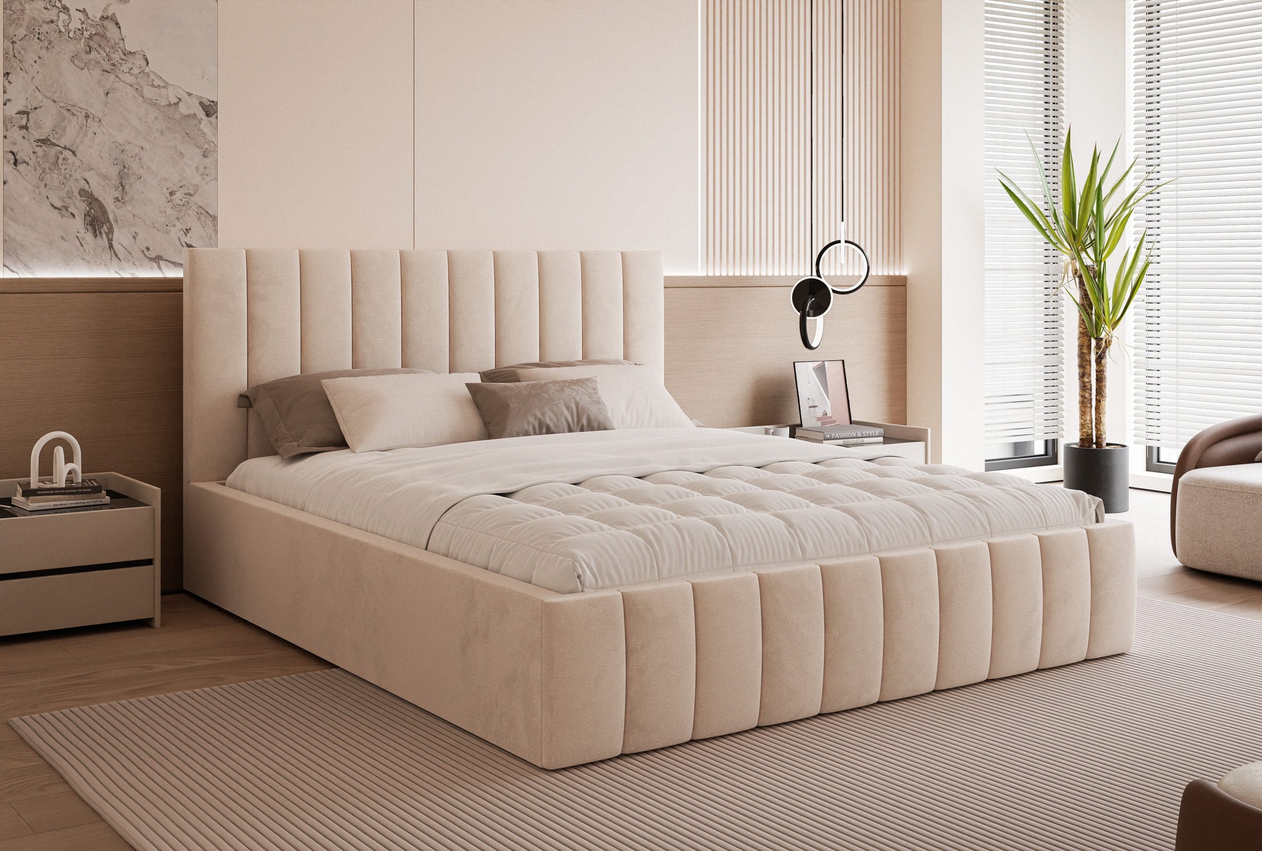 Łóżko tapicerowane Slim Chicoro 160x200 cm – z pojemnikiem na pościel