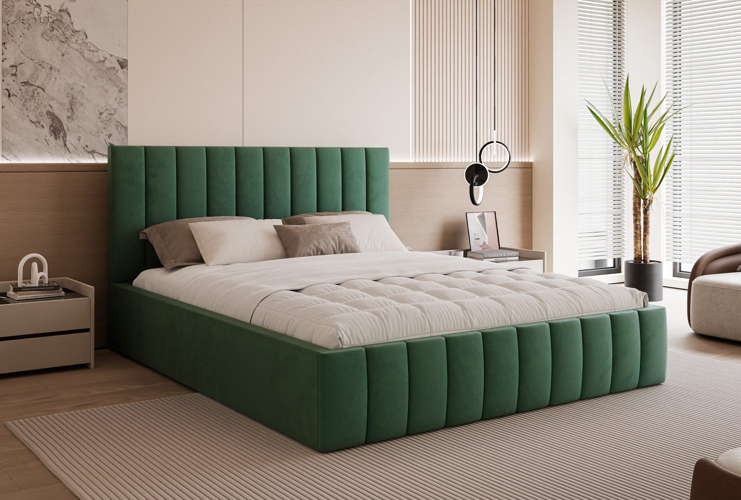 Łóżko tapicerowane Slim Chicoro 160x200 cm – z pojemnikiem na pościel