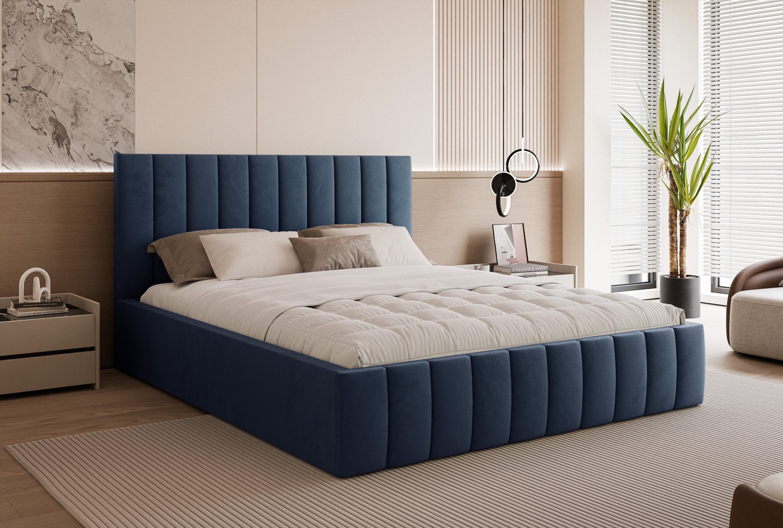 Łóżko tapicerowane Slim Chicoro 160x200 cm – z pojemnikiem na pościel