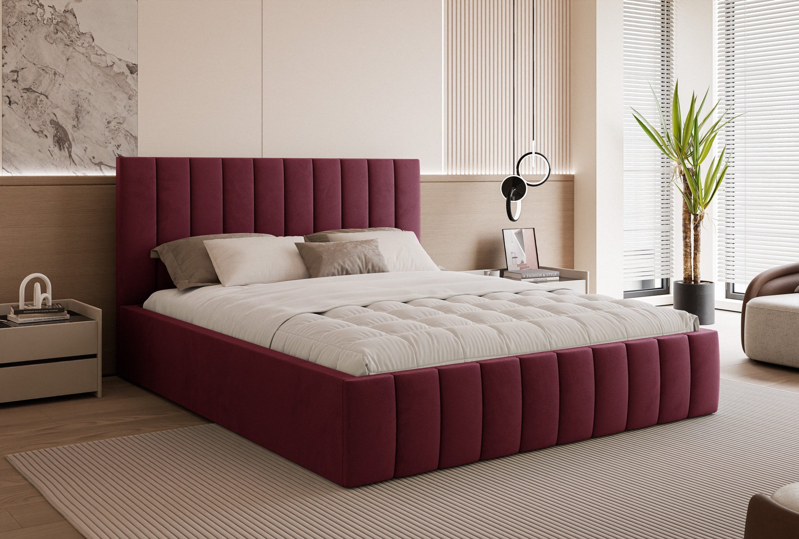 Łóżko tapicerowane Slim Chicoro 160x200 cm – z pojemnikiem na pościel