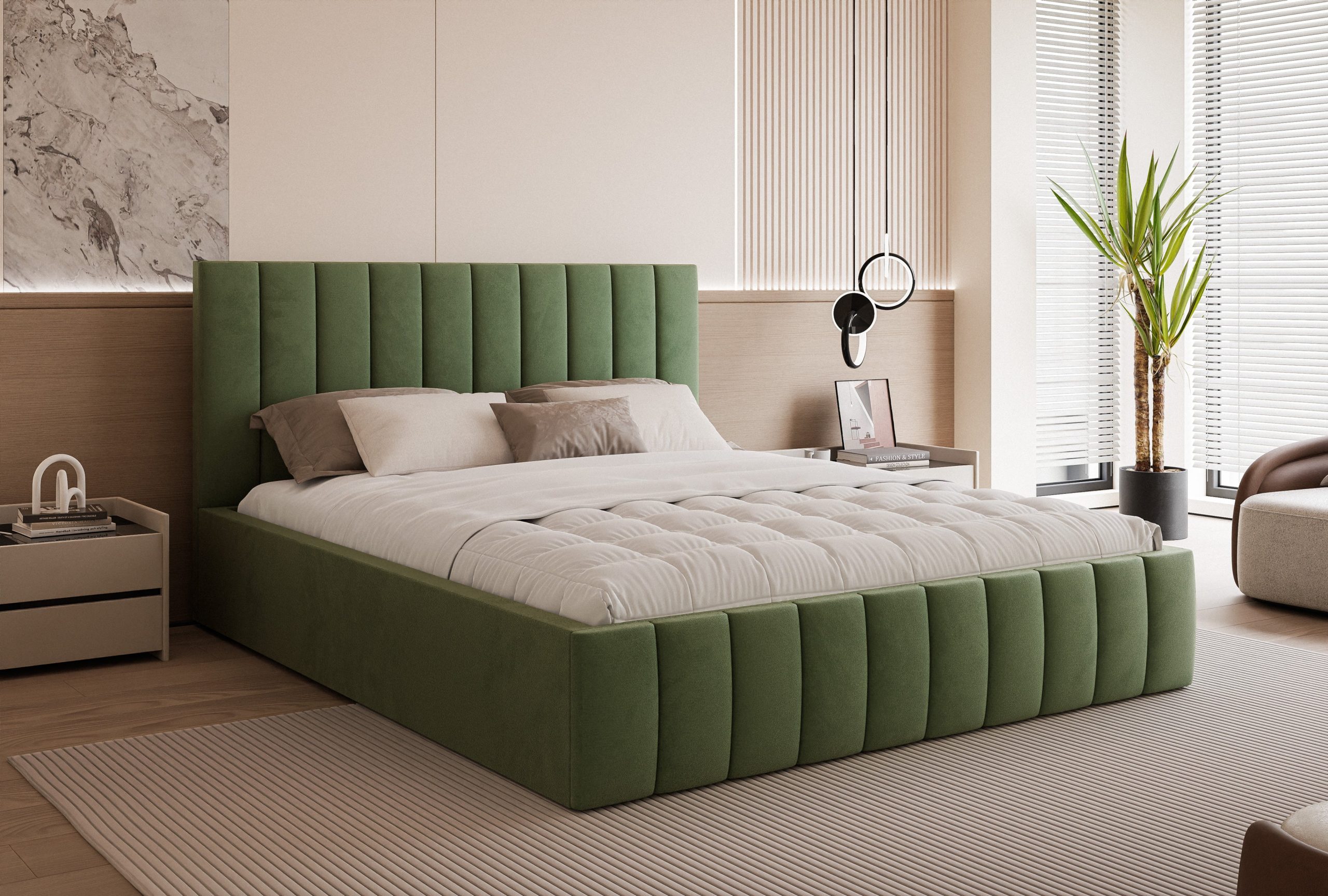 Łóżko tapicerowane Slim Chicoro 160x200 cm – z pojemnikiem na pościel