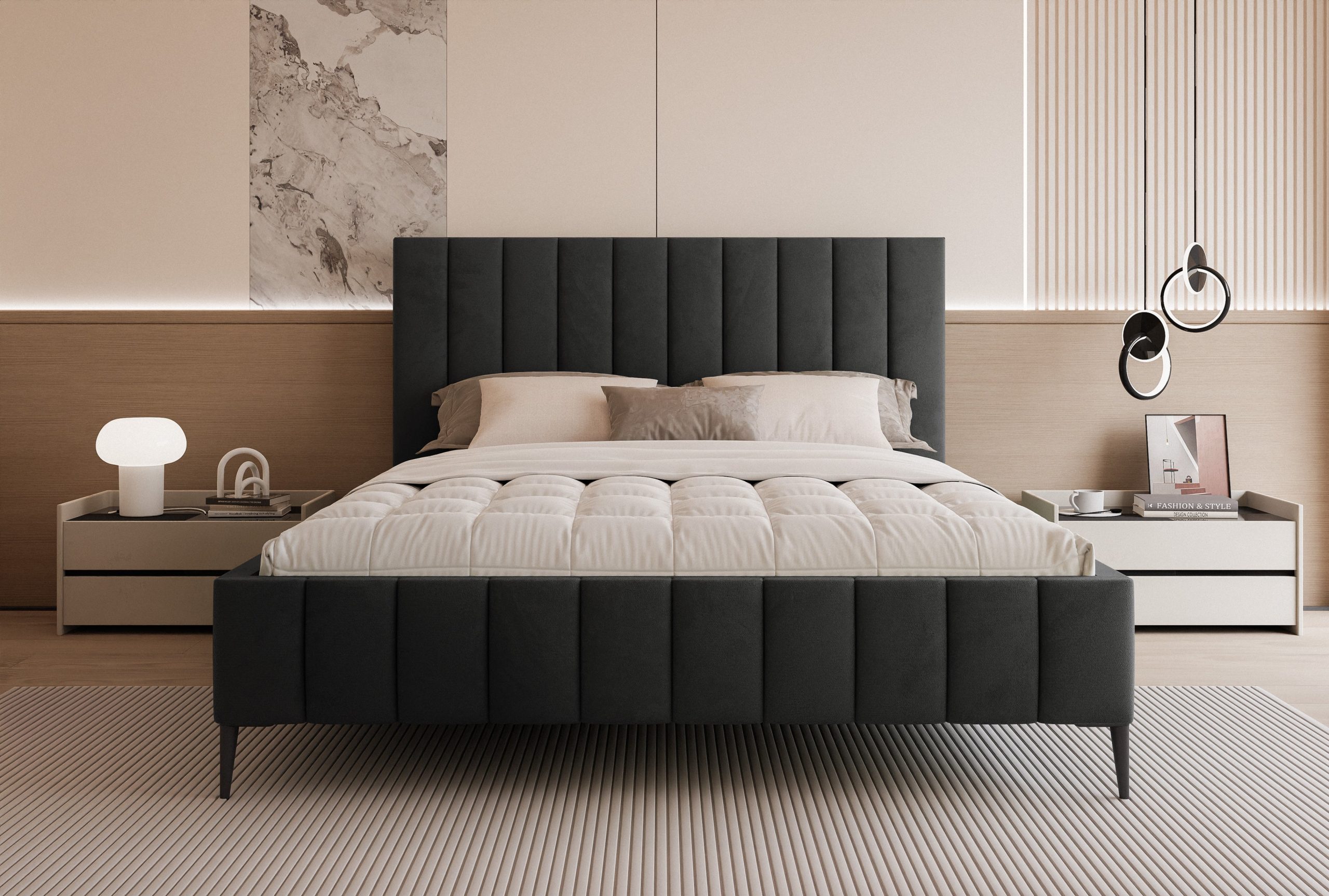 Łóżko tapicerowane slim Chicoro 2 140x200 cm – z pojemnikiem, na nóżkach
