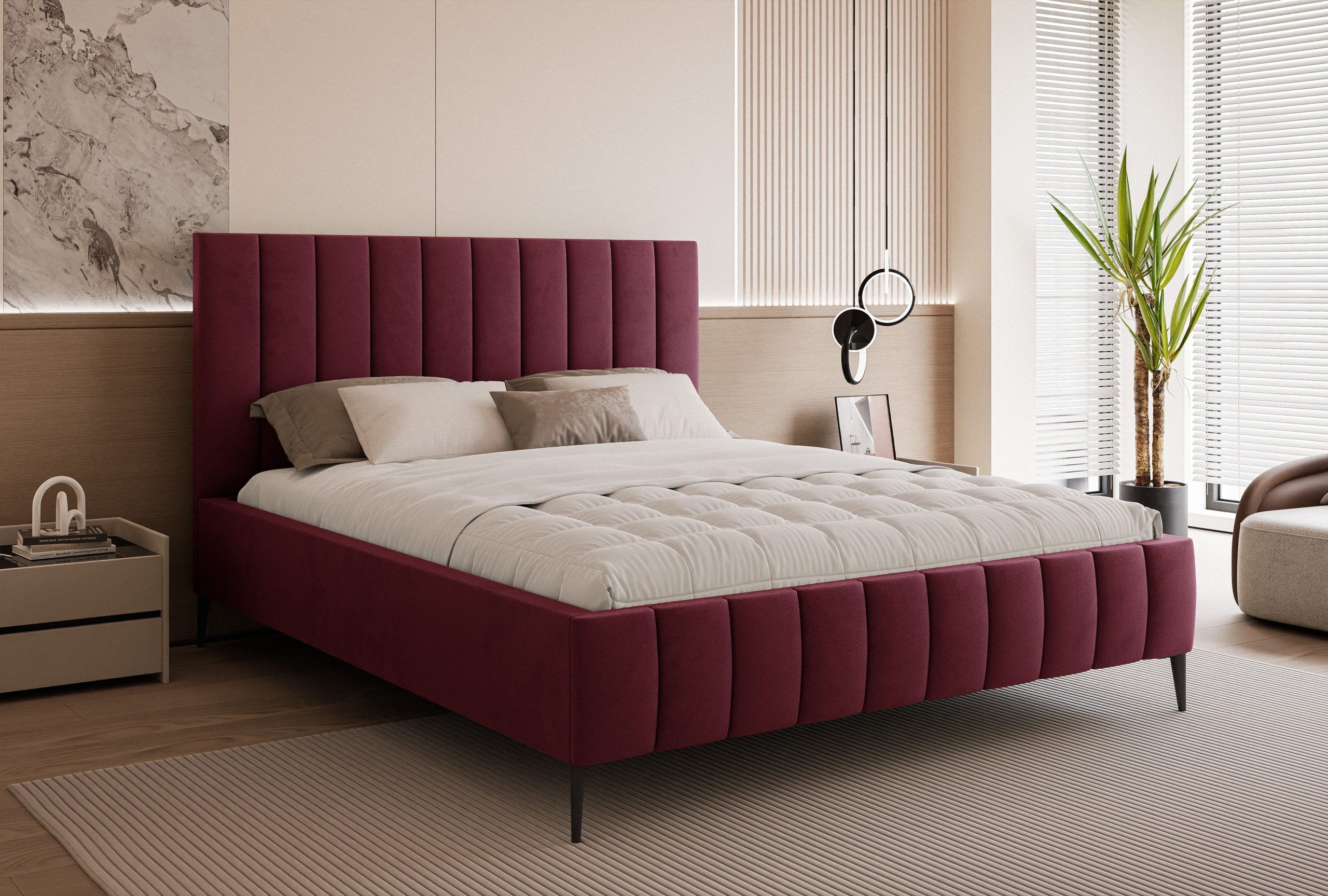 Łóżko tapicerowane slim Chicoro 2 140x200 cm – z pojemnikiem, na nóżkach