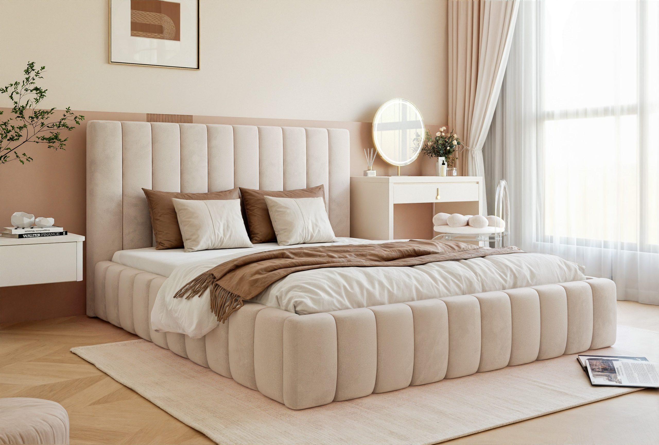 Łóżko tapicerowane Slim Esterio 160x200 cm – oszczędność miejsca