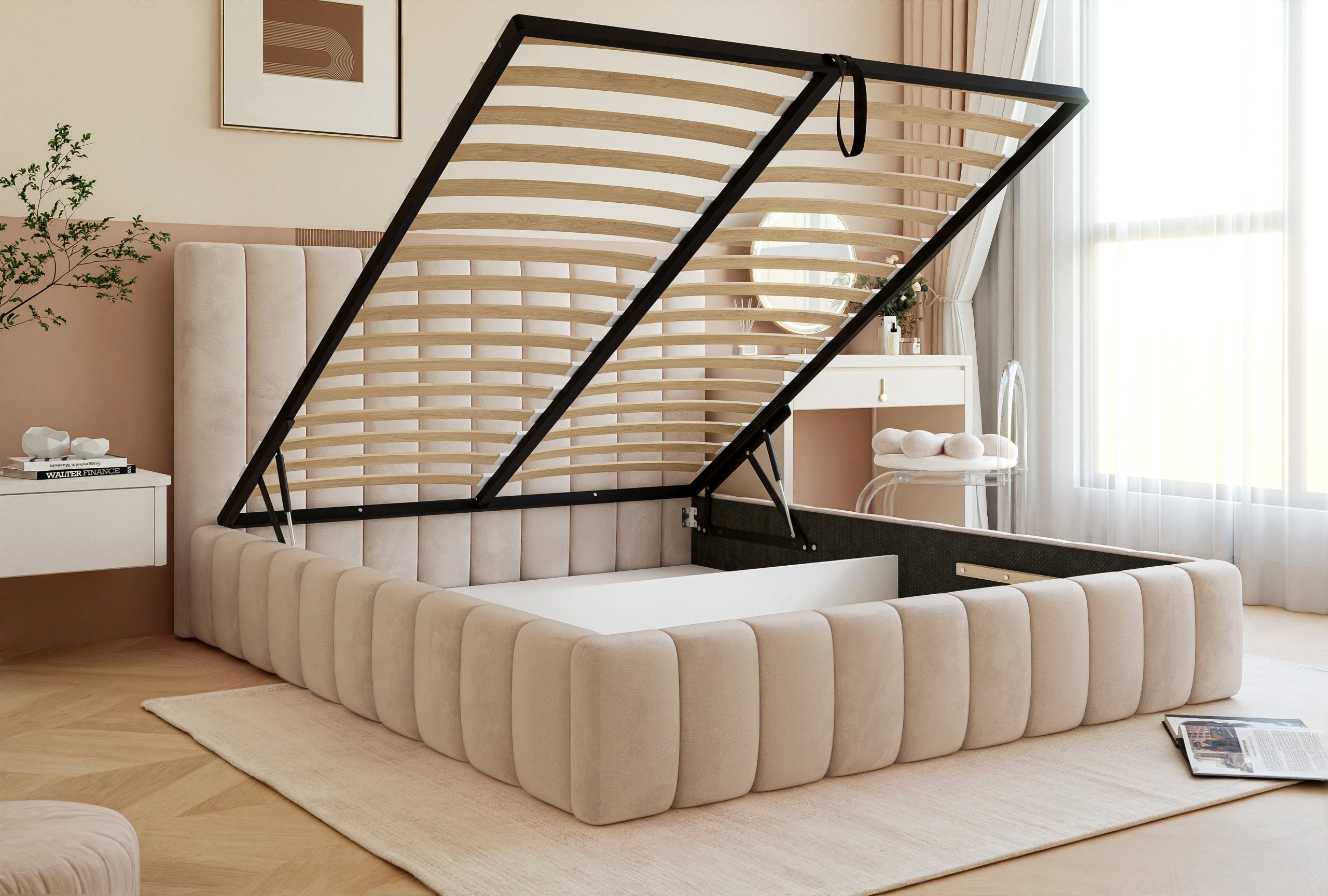 Łóżko tapicerowane Slim Esterio 160x200 cm – oszczędność miejsca