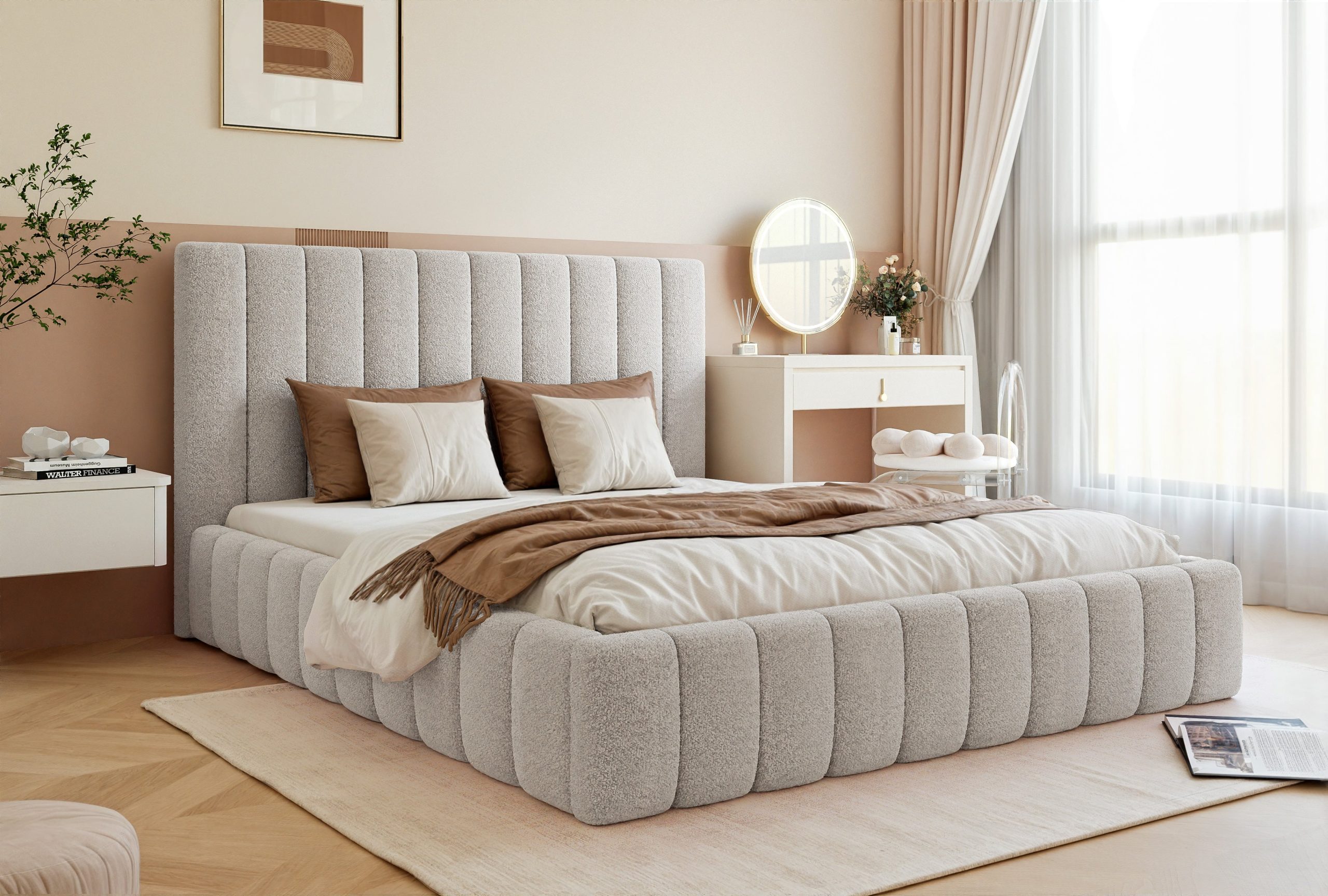 Łóżko tapicerowane Slim Esterio 160x200 cm – oszczędność miejsca