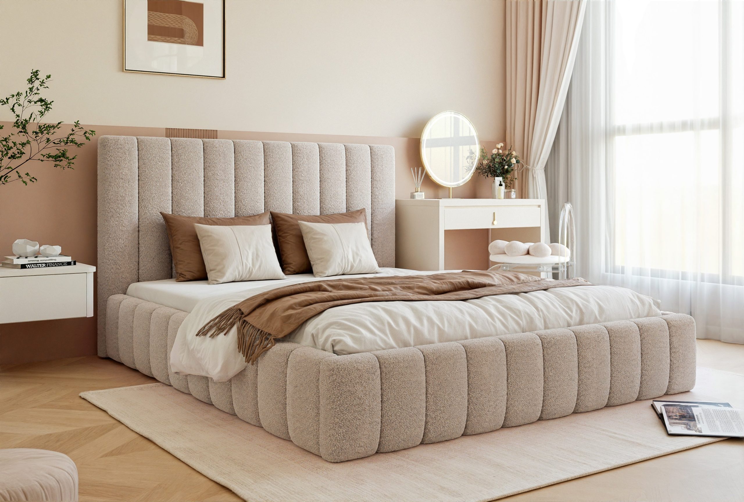 Łóżko tapicerowane Slim Esterio 160x200 cm – oszczędność miejsca