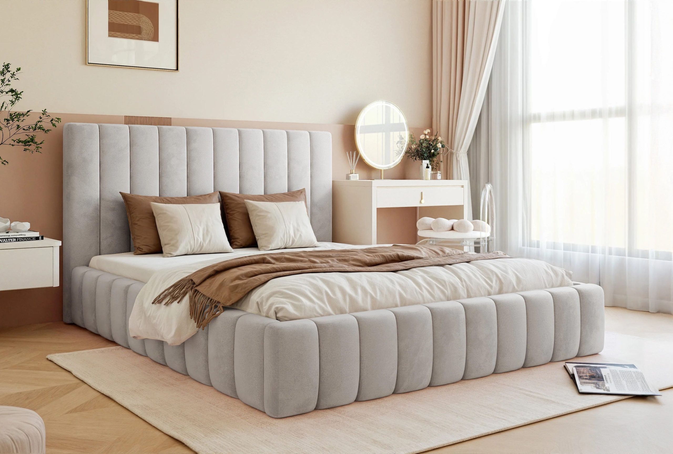 Łóżko tapicerowane Slim Esterio 160x200 cm – oszczędność miejsca